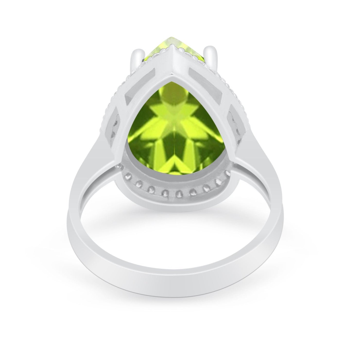 Teardrop Cocktail Simulated Peridot CZ Engagement Ring