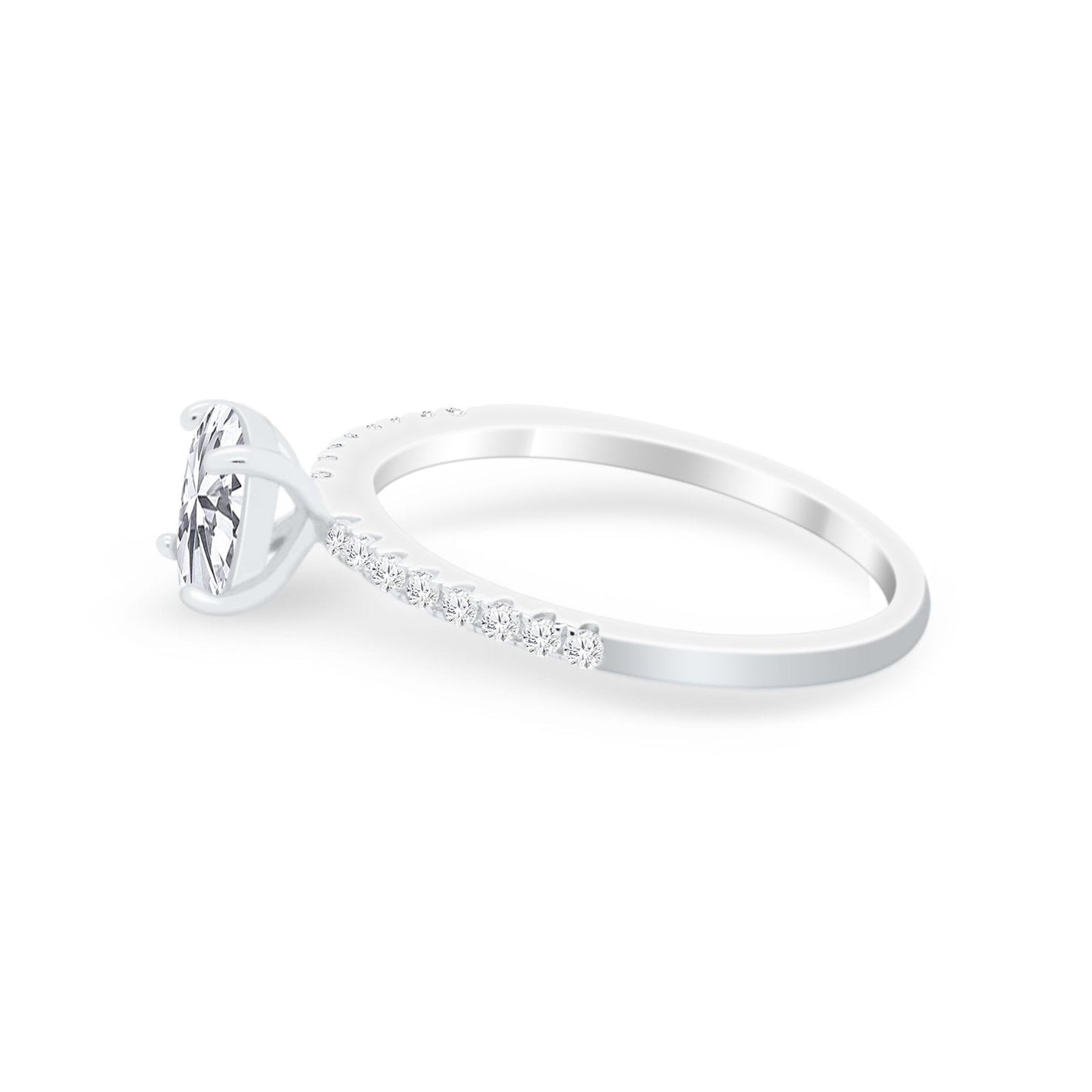 Solitaire Accent Oval Engagement Ring Simulated CZ