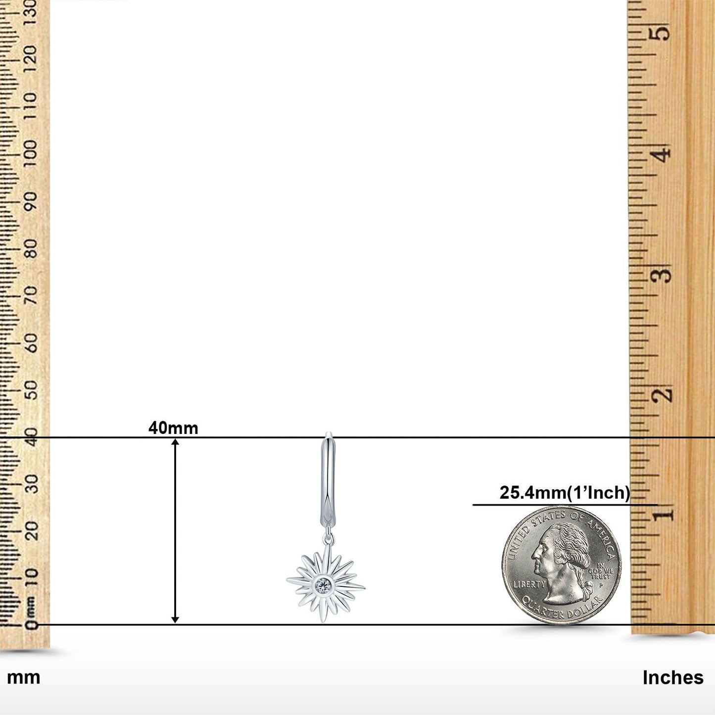 Starburst Hoop Huggie Design Simulated CZ LeverBack Earrings