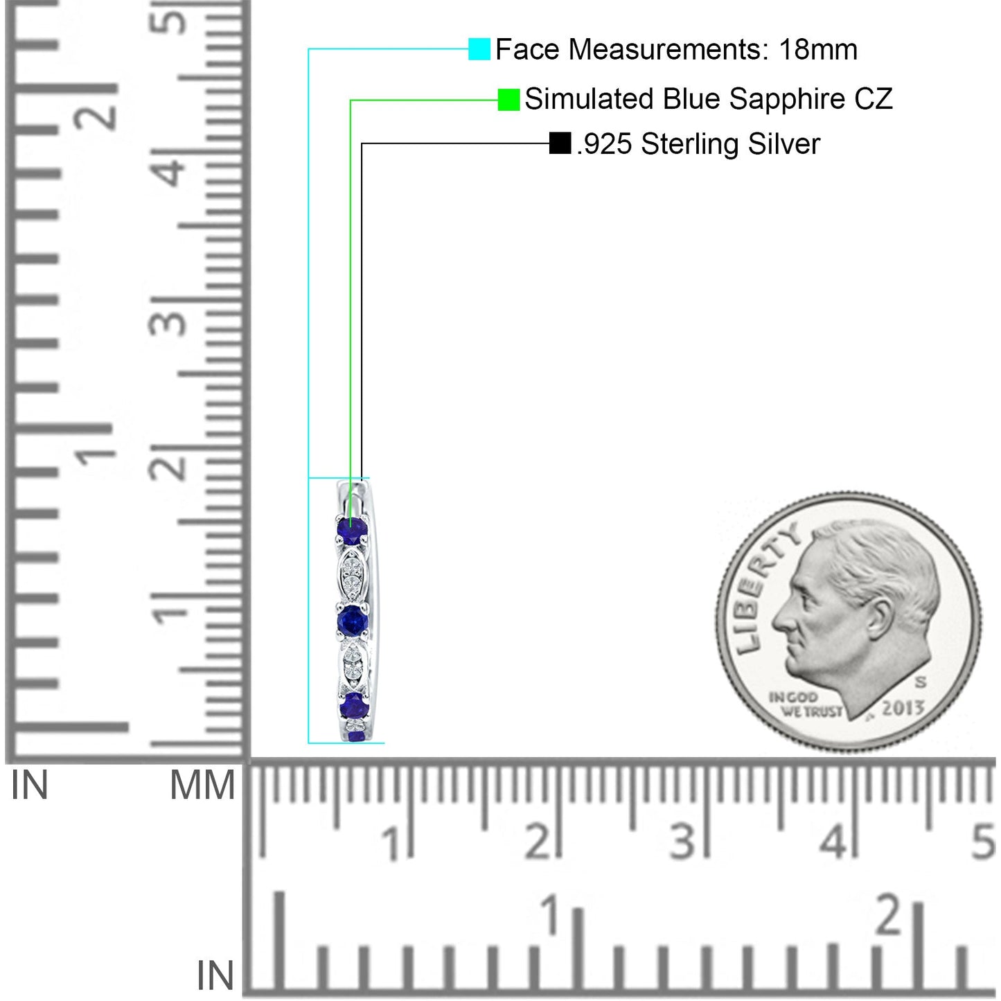 Round Cluster CZ & Blue Sapphire CZ Huggie Hoop Earrings