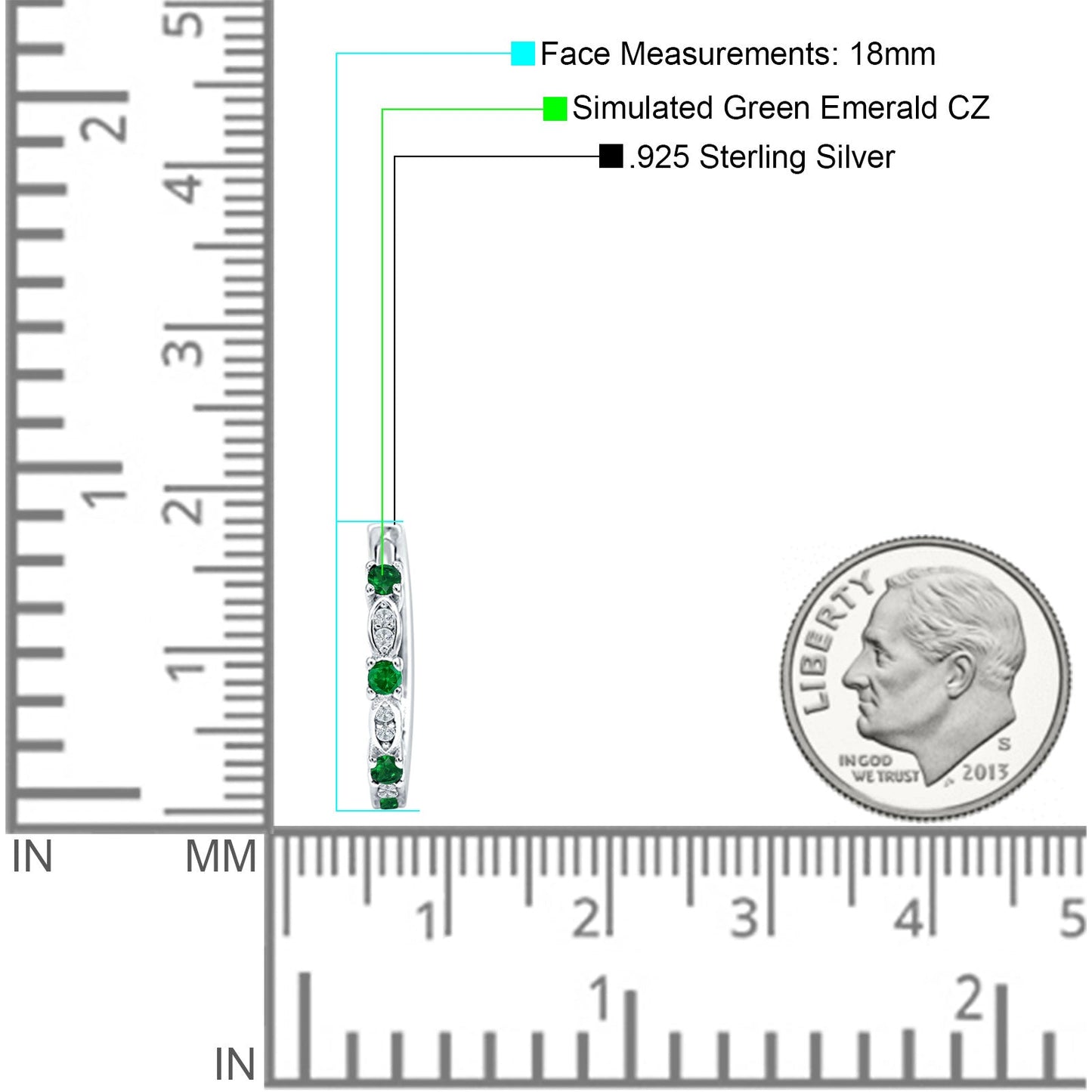 Round Cluster CZ & Green Emerald CZ Huggie Hoop Earrings