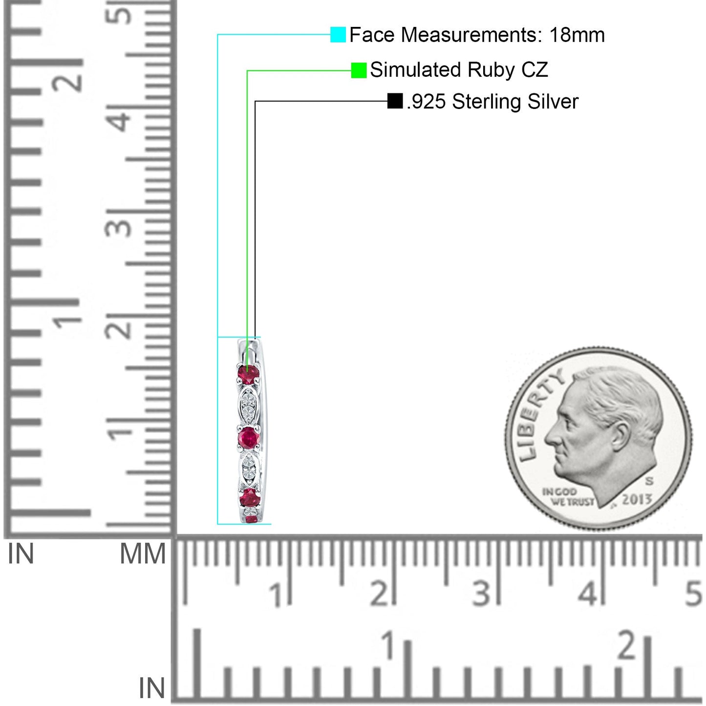 Round Cluster CZ & Ruby CZ Huggie Hoop Earrings