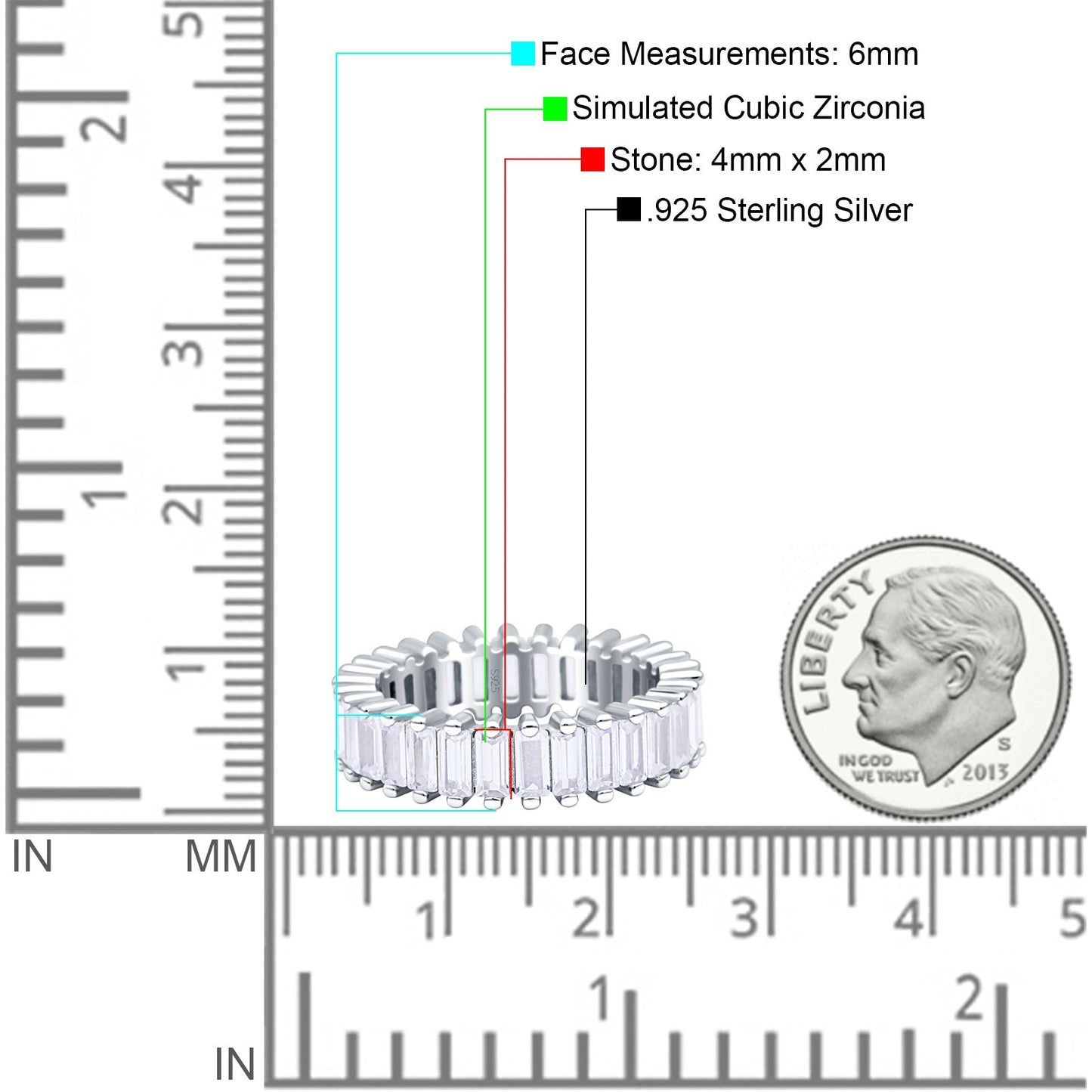 Emerald Cut Full Eternity Ring Cubic Zirconia