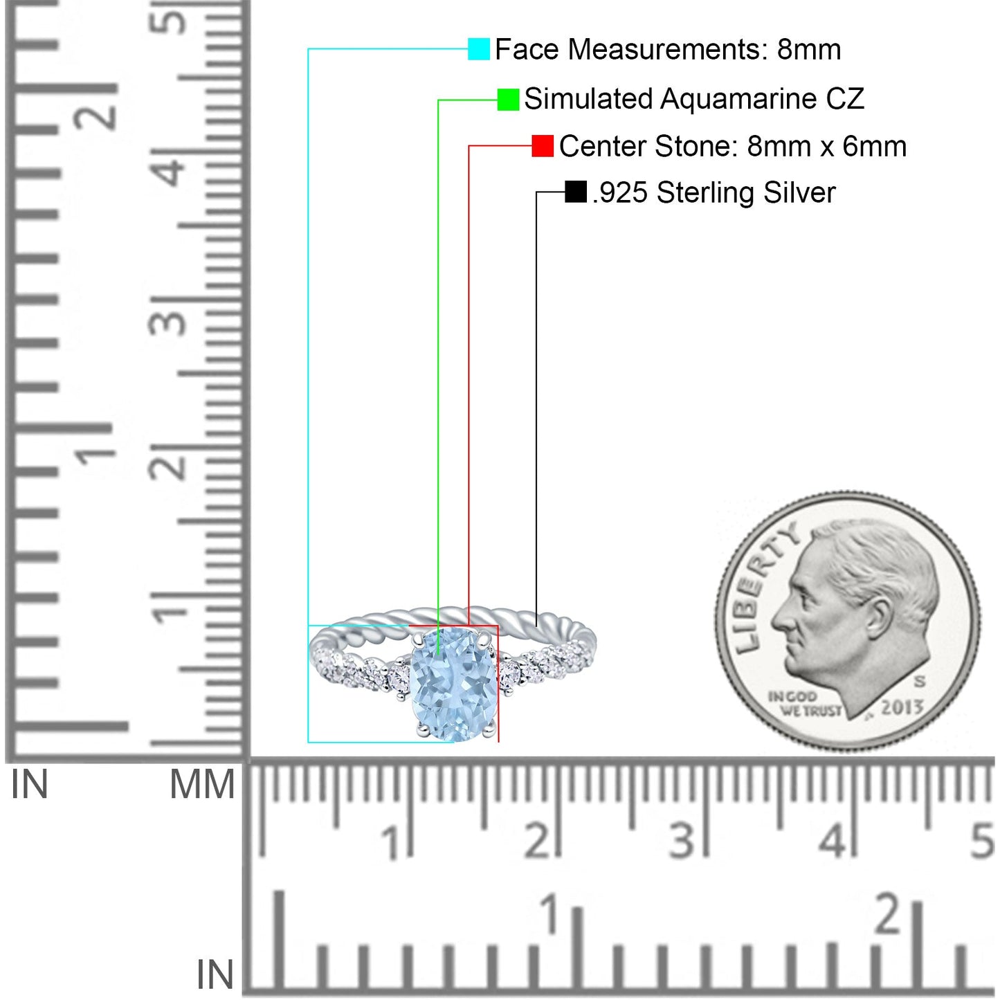 Twisted Rope Hidden Halo Oval Engagement Ring Simulated Aquamarine