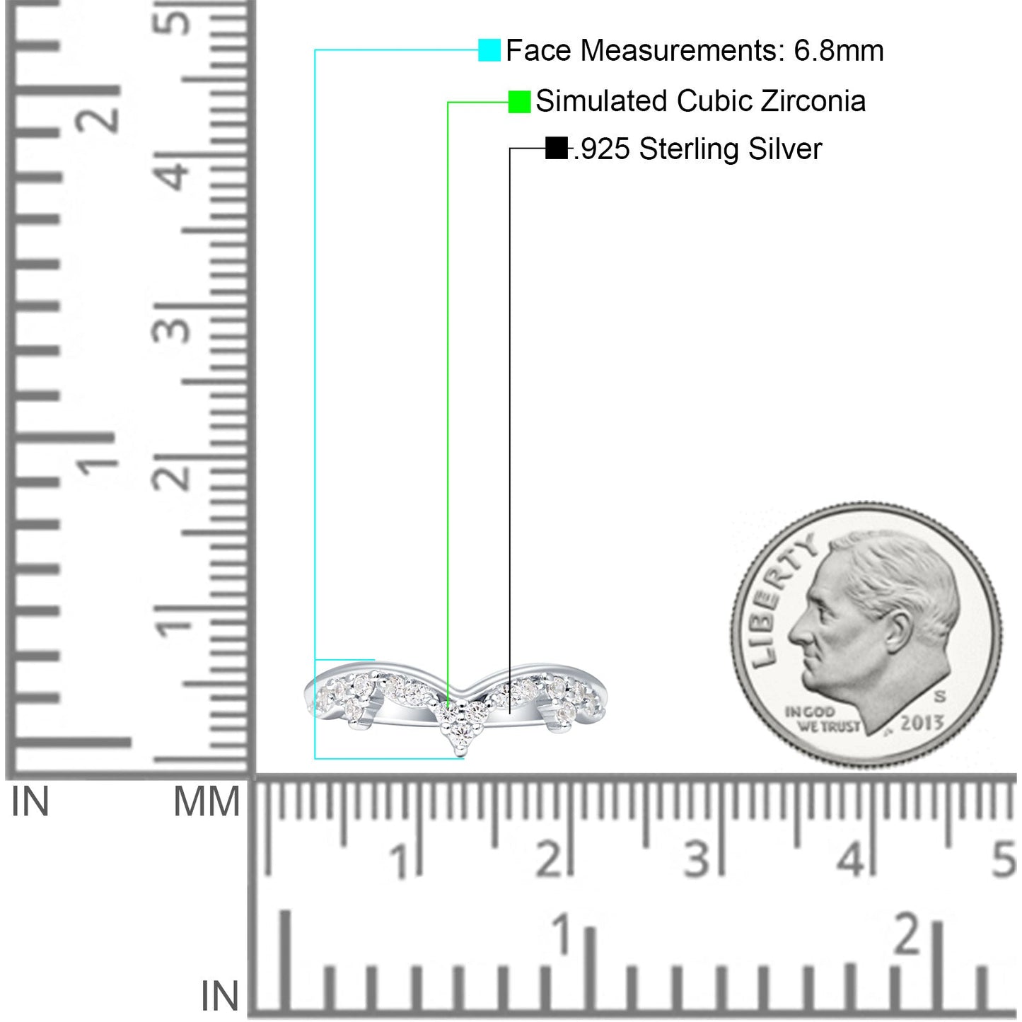 6.8mm Contour Curved Crown V-Band Cubic Zirconia