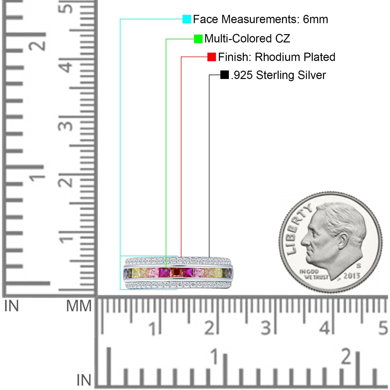 Half Eternity Rainbow Ring