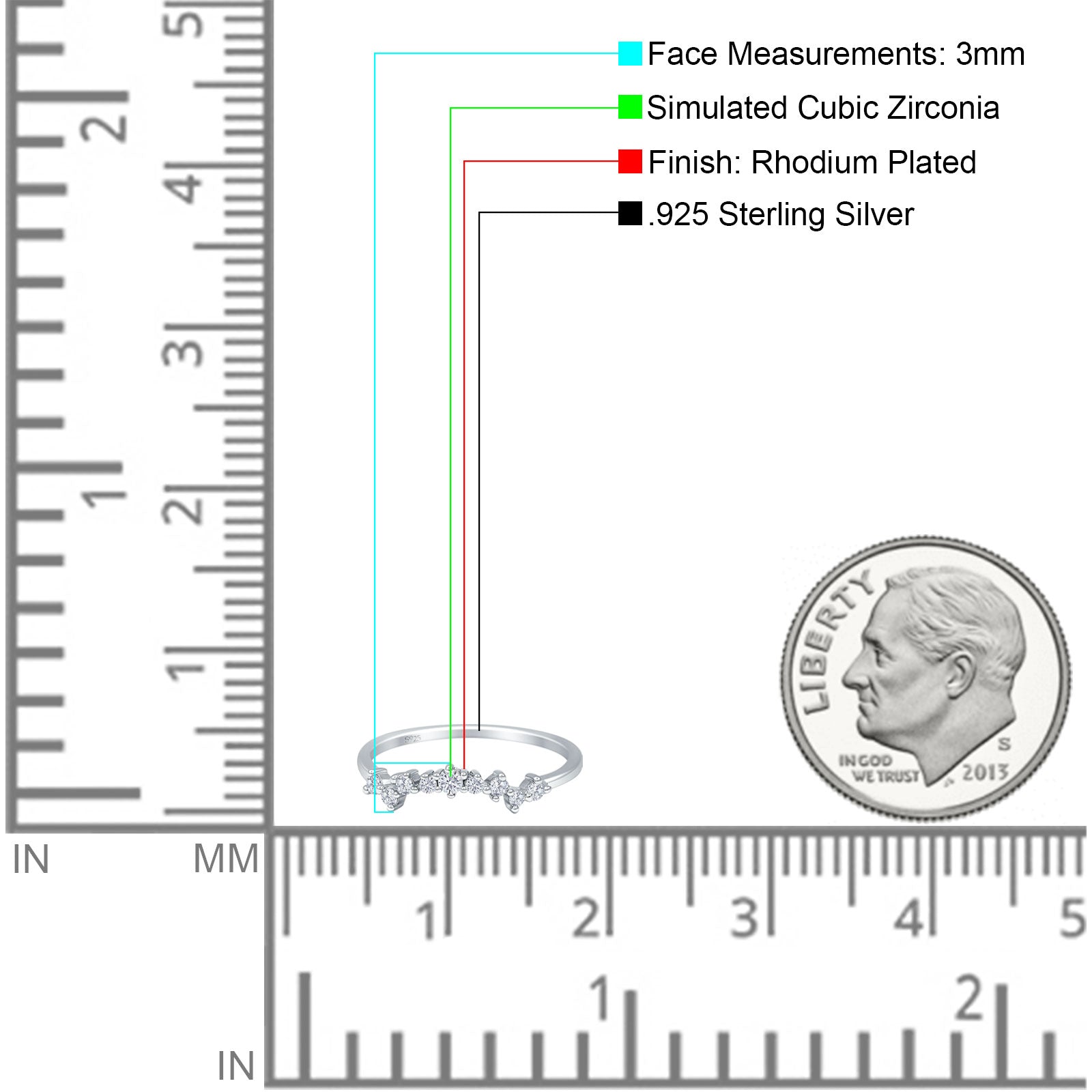 Round CZ Contour Band
