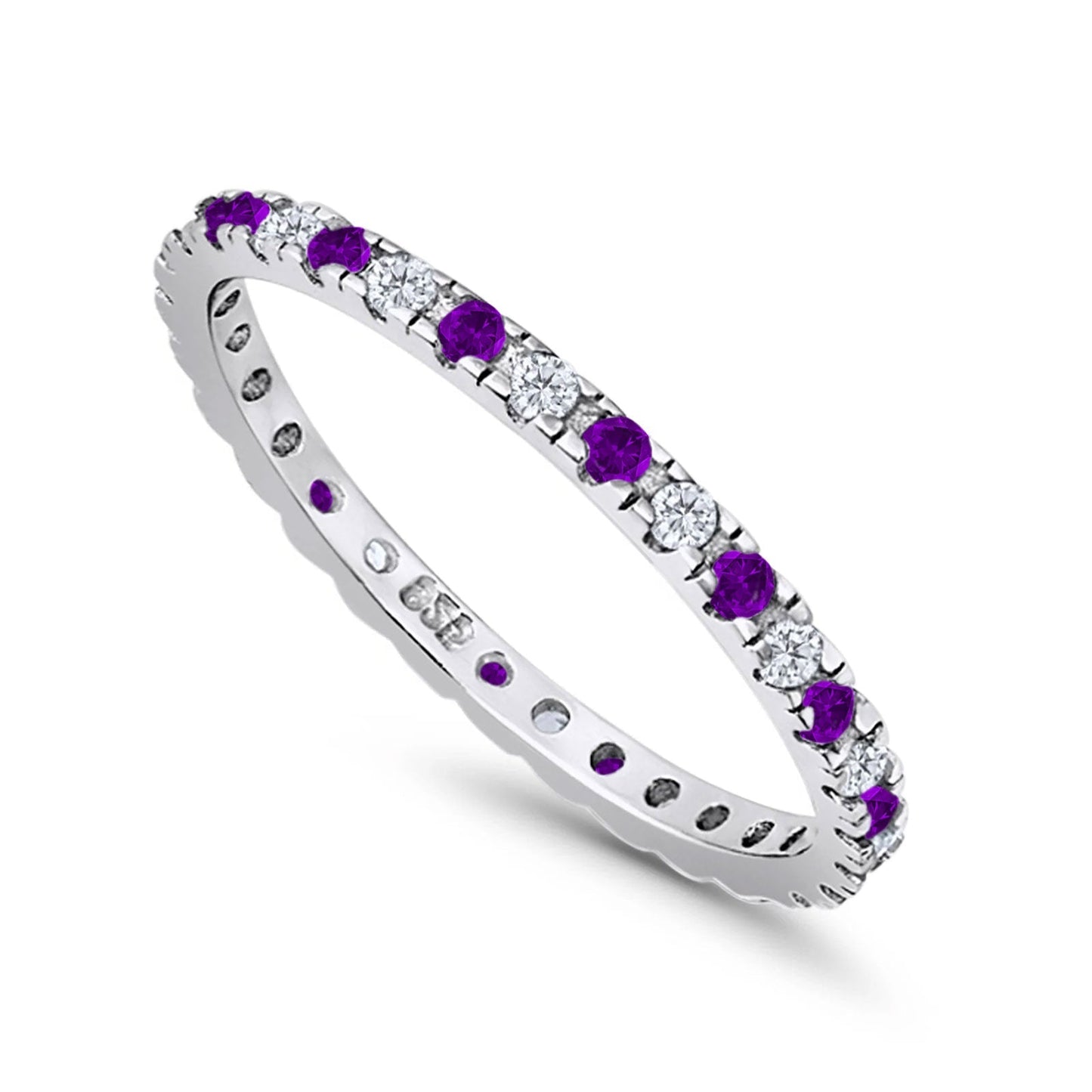 Stackable Full Eternity Amethyst & Cubic Zirconia Ring