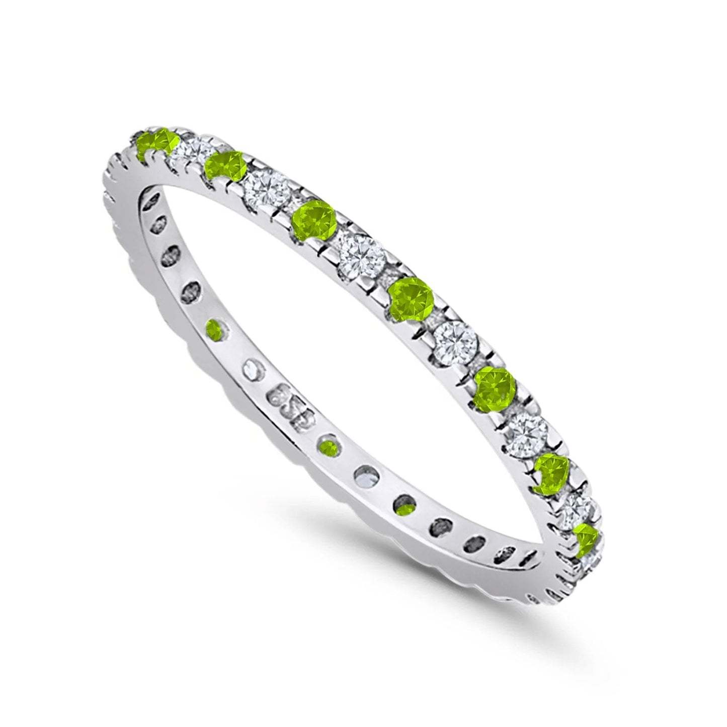 Stackable Full Eternity Ring Peridot & Cubic Zirconia