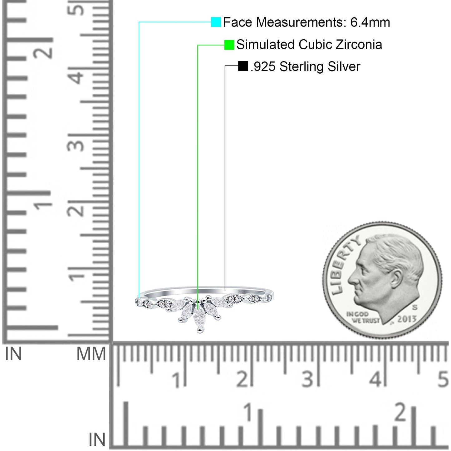 Half Eternity Wedding Ring Marquise Simulated Cubic Zirconia