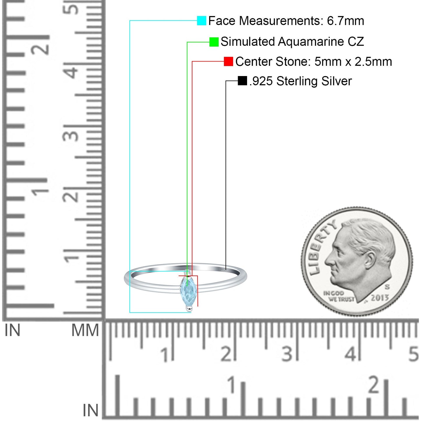 Solitaire Marquise Engagement Ring Simulated Aquamarine