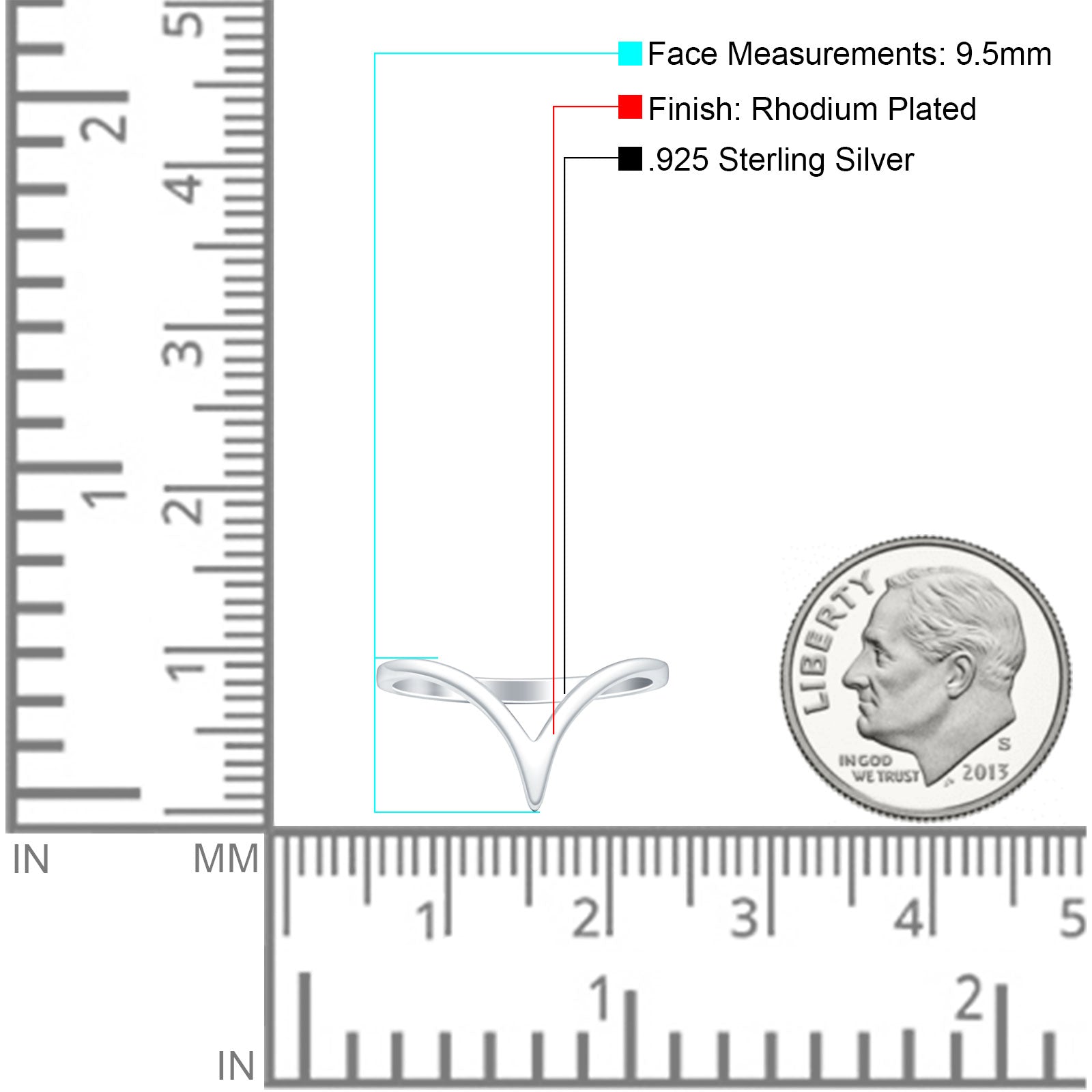 V Midi Band Chevron Ring