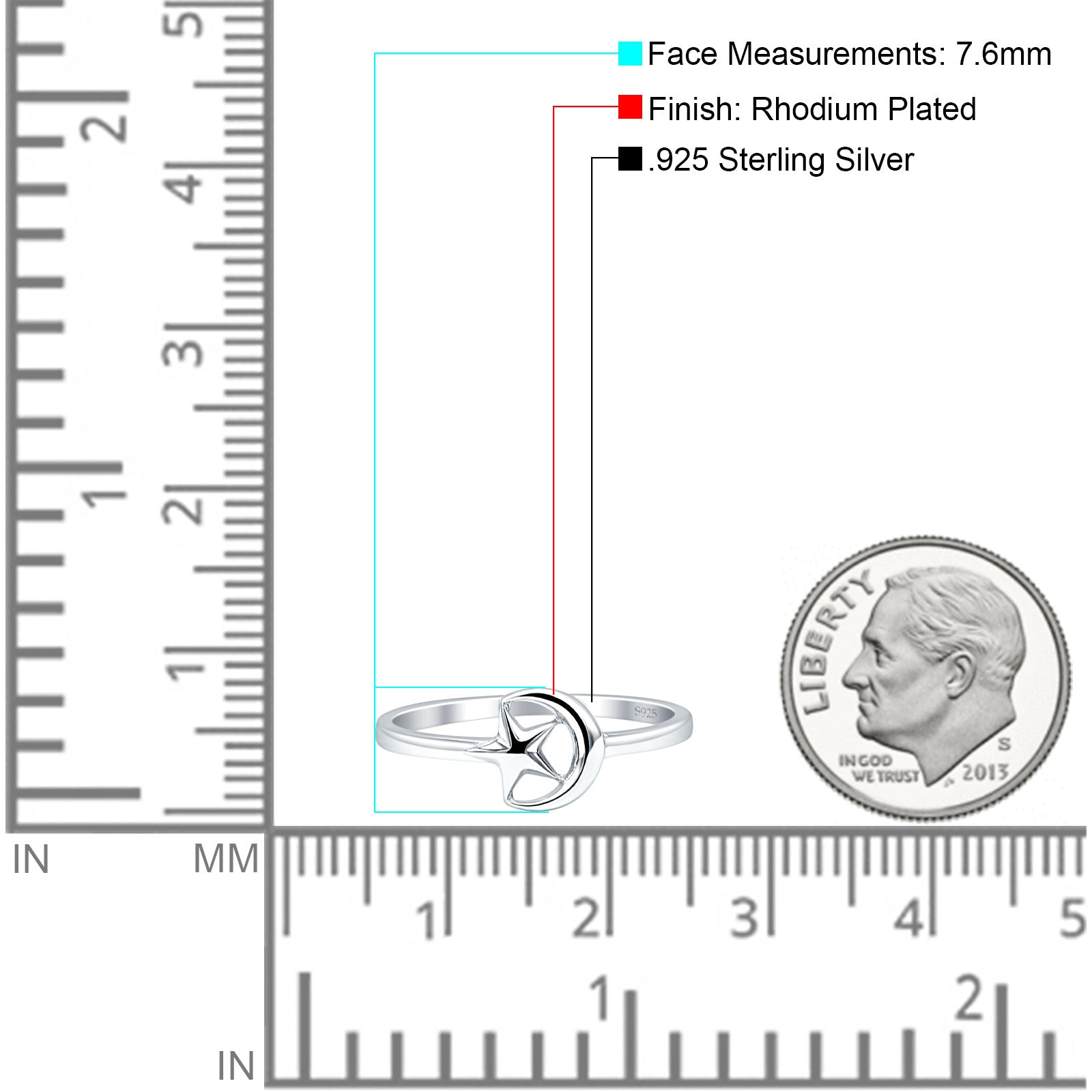 Crescent Moon & Star Ring