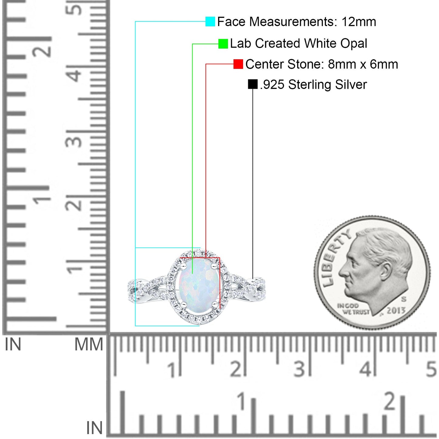 Halo Infinity Shank Oval Lab Created White Opal Ring