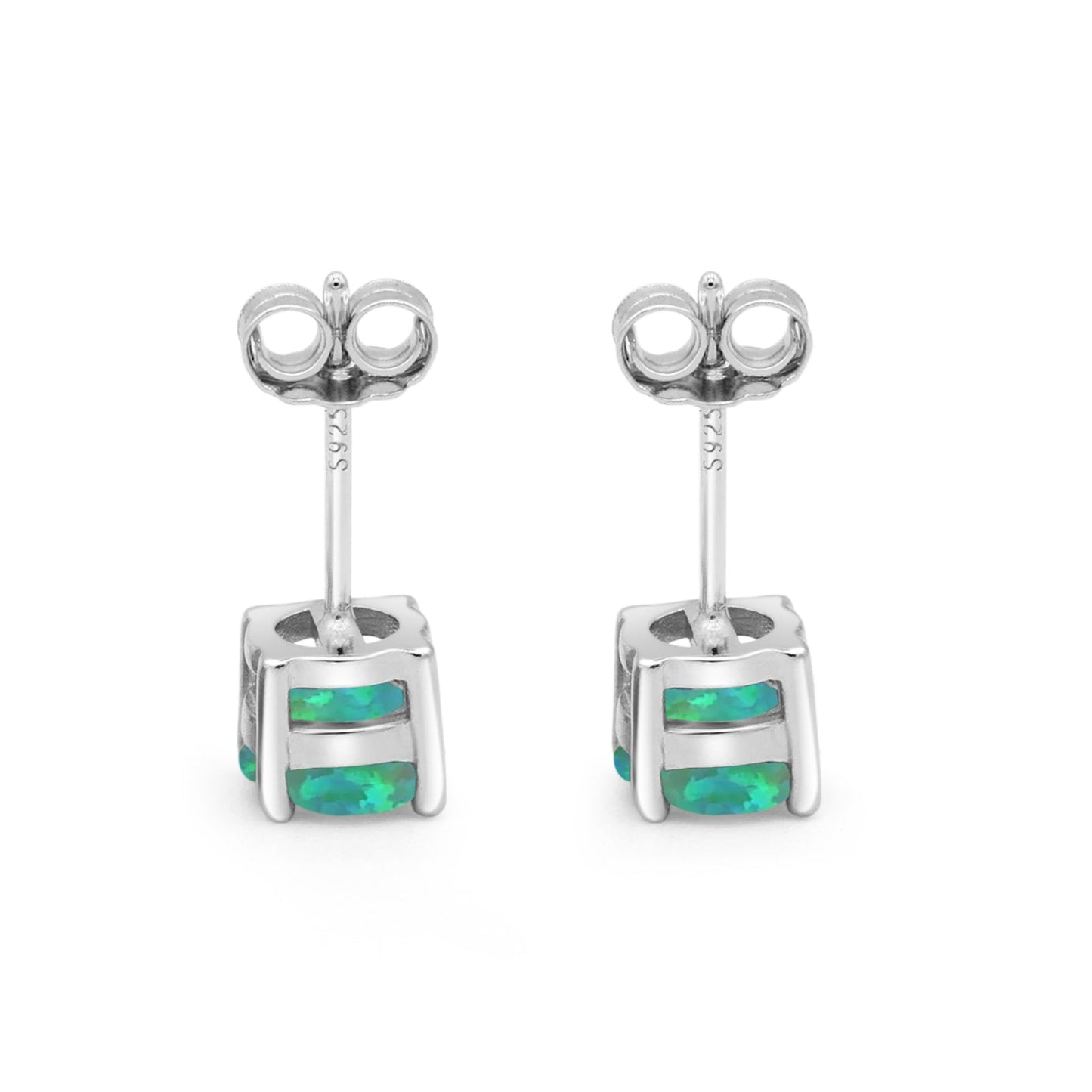 Solitaire Push Back Stud Earring Lab Created Green Opal Wholesale