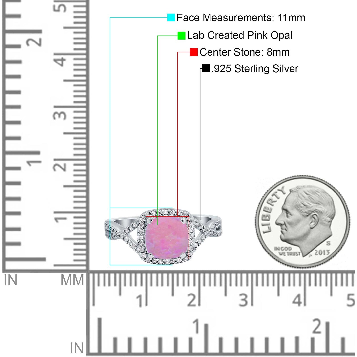 Halo Infinity Shank Engagement Ring Cushion Lab Created Pink Opal