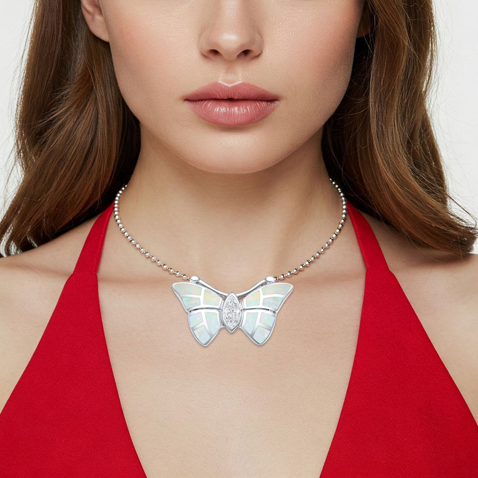 Marquise CZ Butterfly Pendant