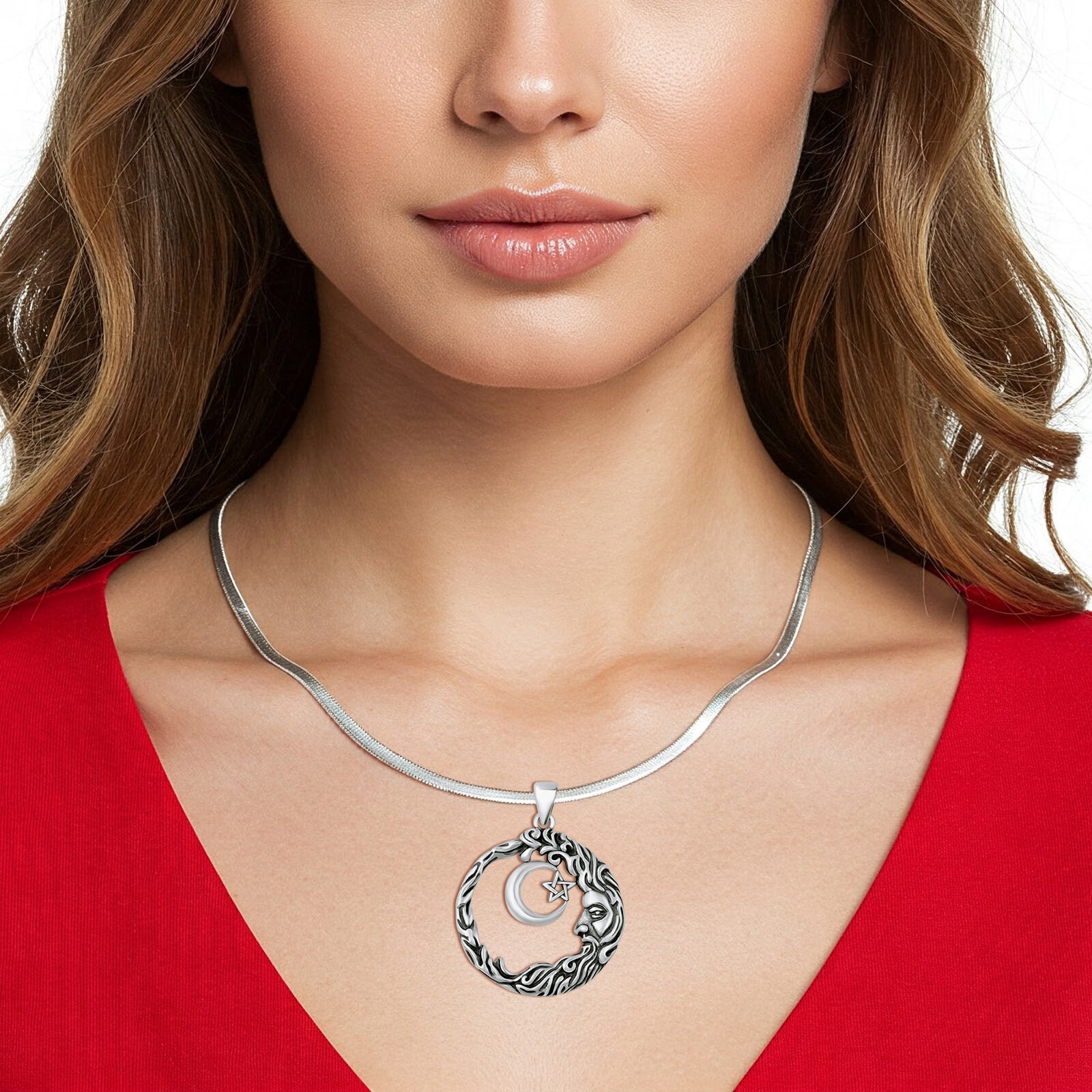  Wicca, Star & Moon Pendant