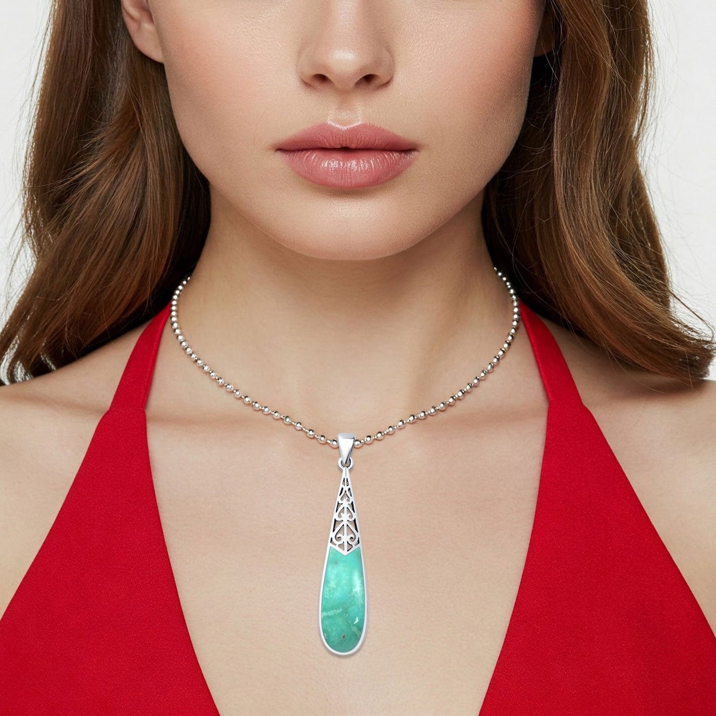 Oxidized Pear Dangle Drop Pendant