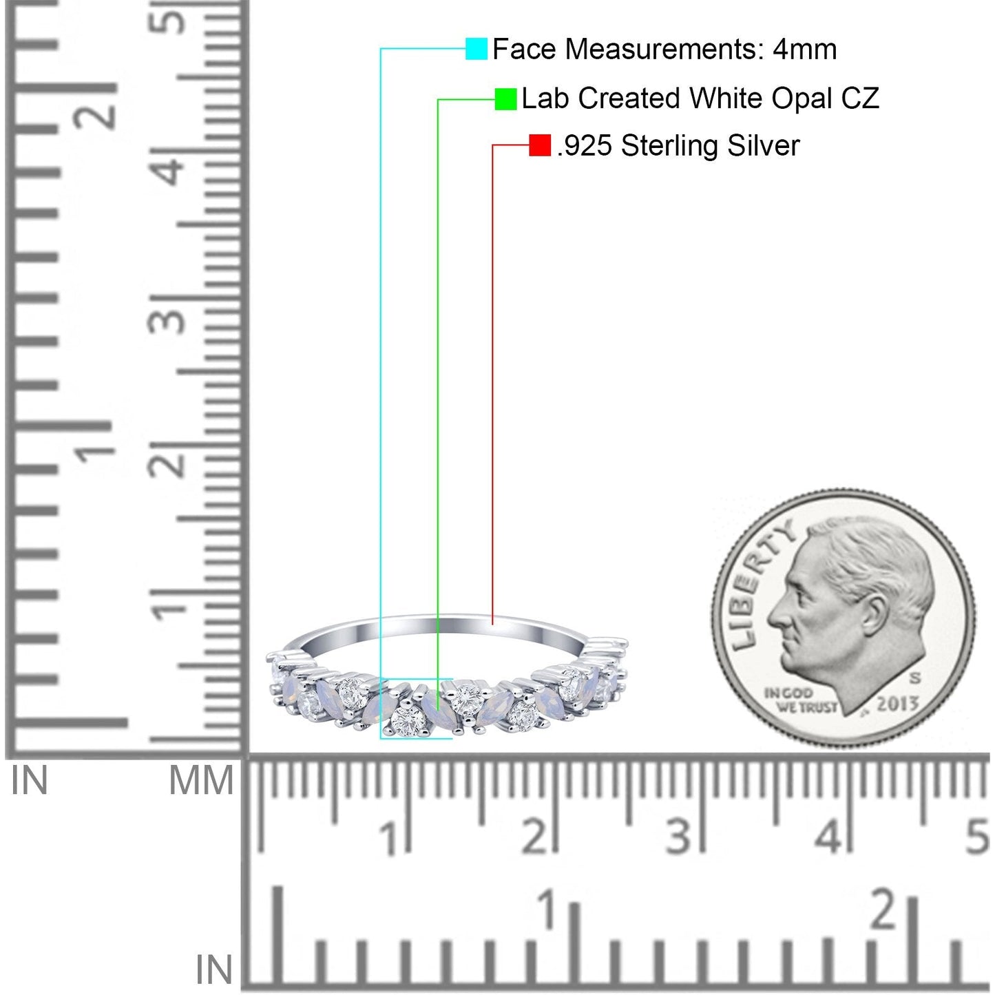 Wedding Band Eternity Ring Marquise Lab Created White Opal