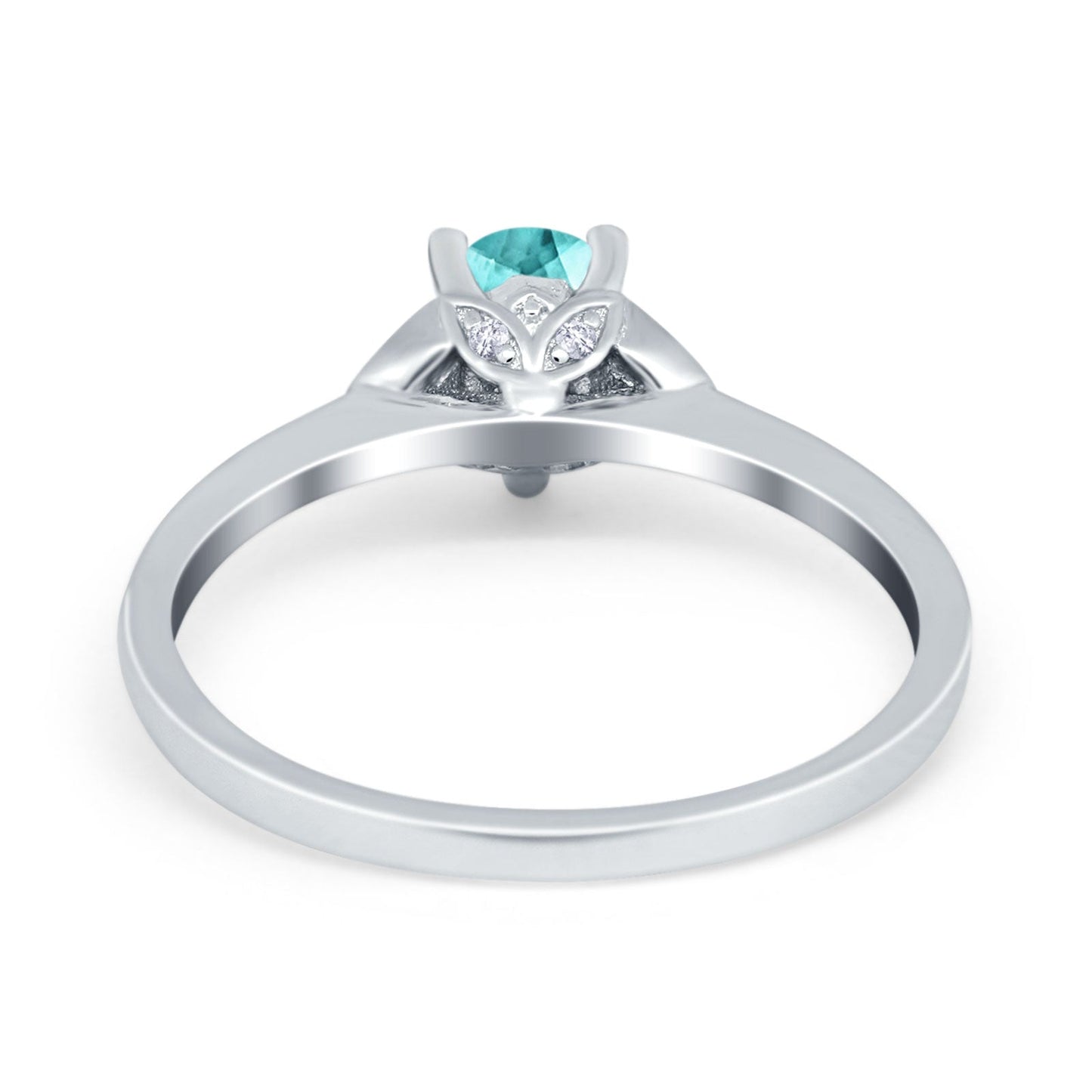 Art Deco Teardrop Engagement Ring Simulated Paraiba Tourmaline CZ