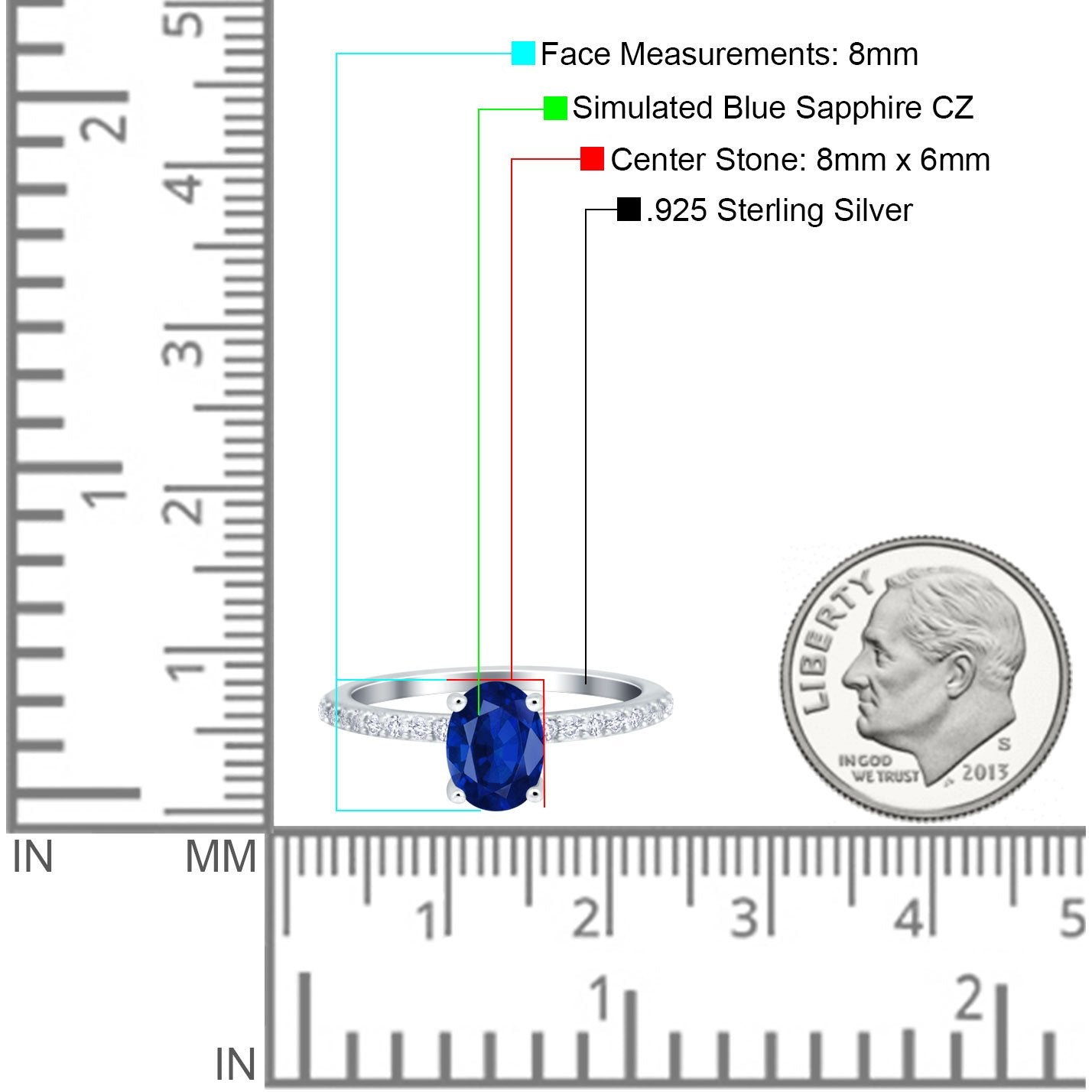 Accent Art Deco Wedding Ring Simulated Blue Sapphire CZ