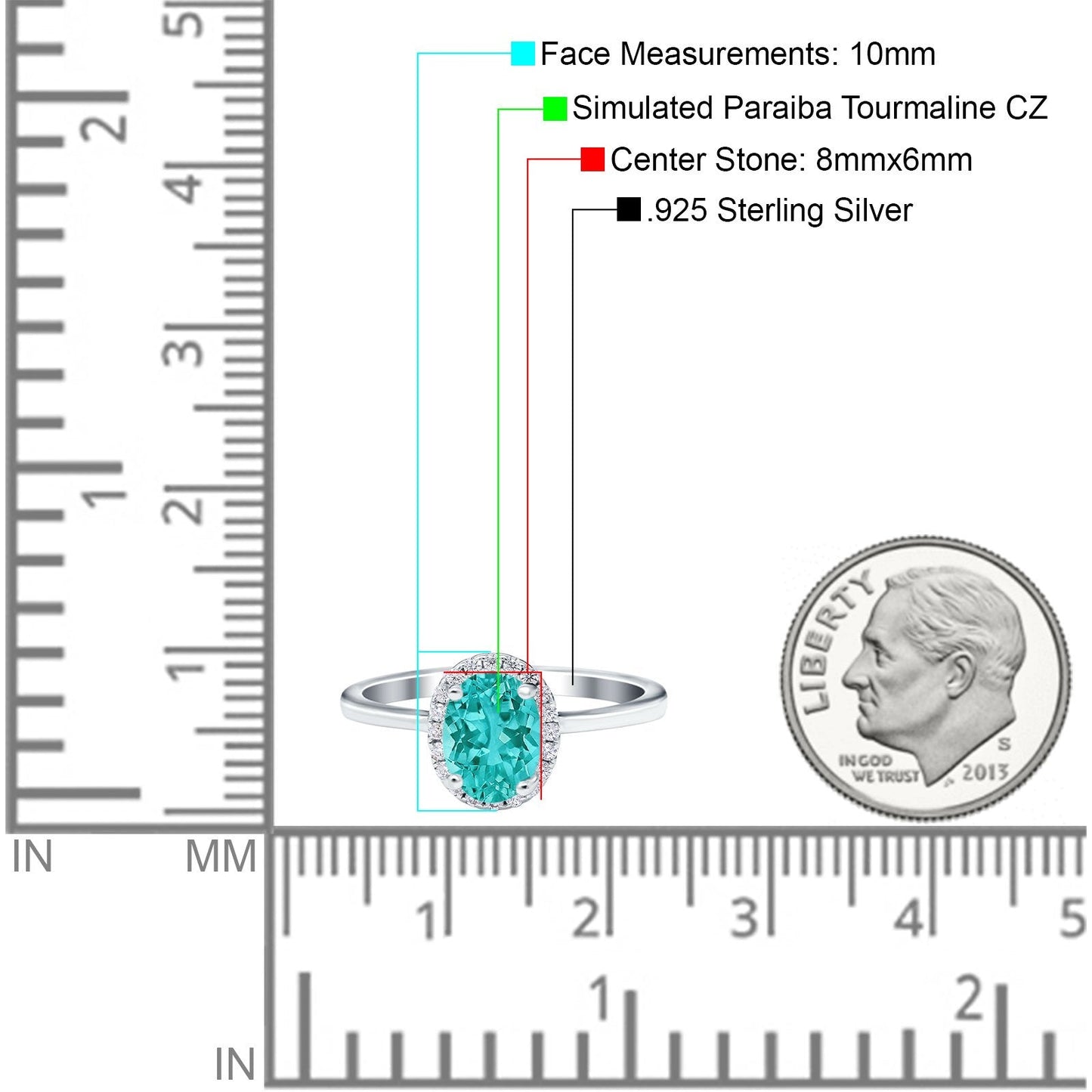 Halo Art Deco Oval Engagement Ring Simulated Paraiba Tourmaline CZ