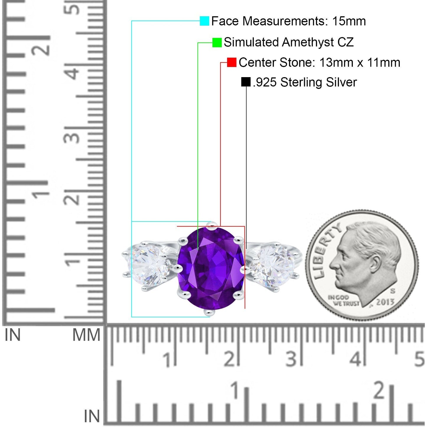 Oval Art Deco Engagement Ring Simulated Amethyst CZ