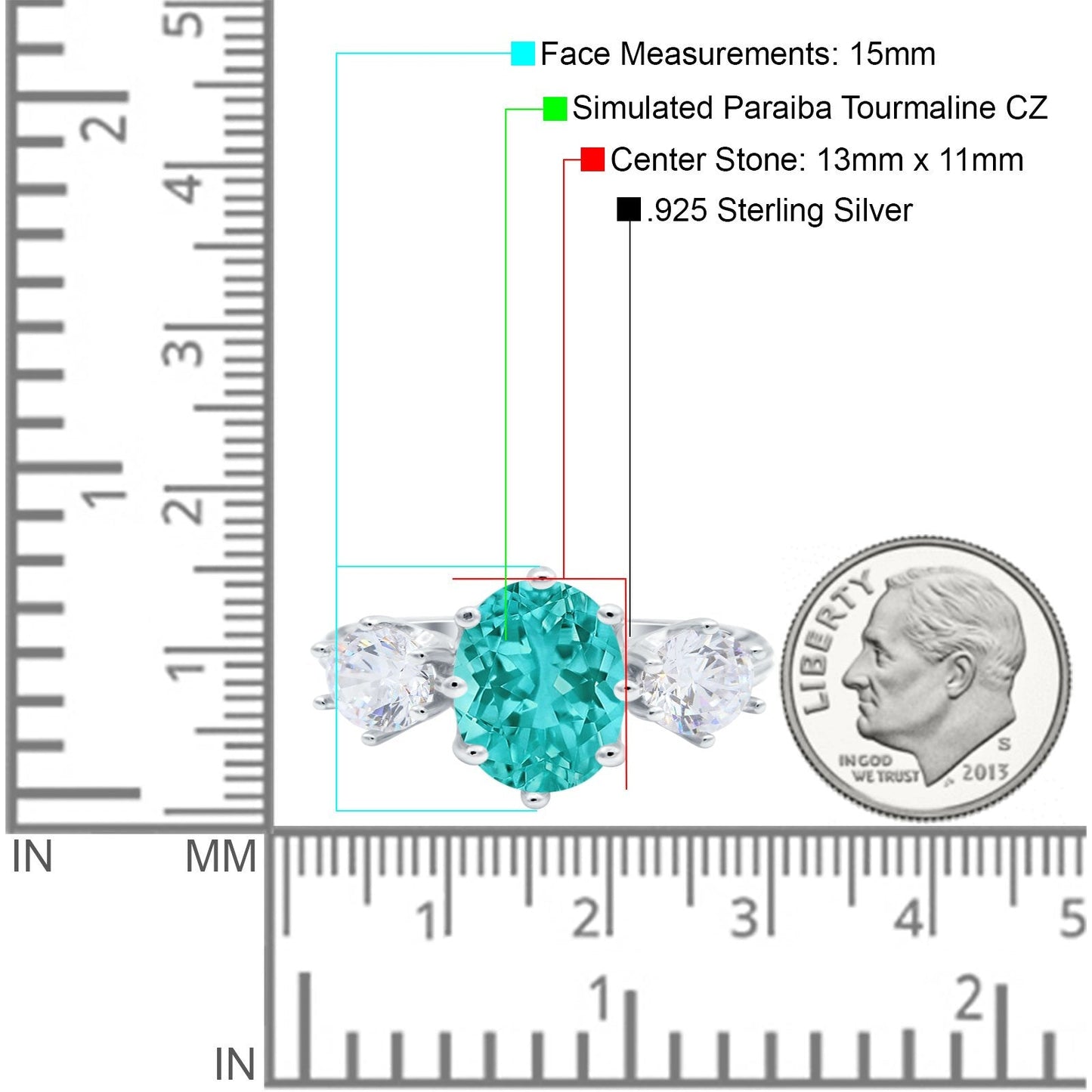 Oval Art Deco Engagement Ring Simulated Paraiba Tourmaline CZ