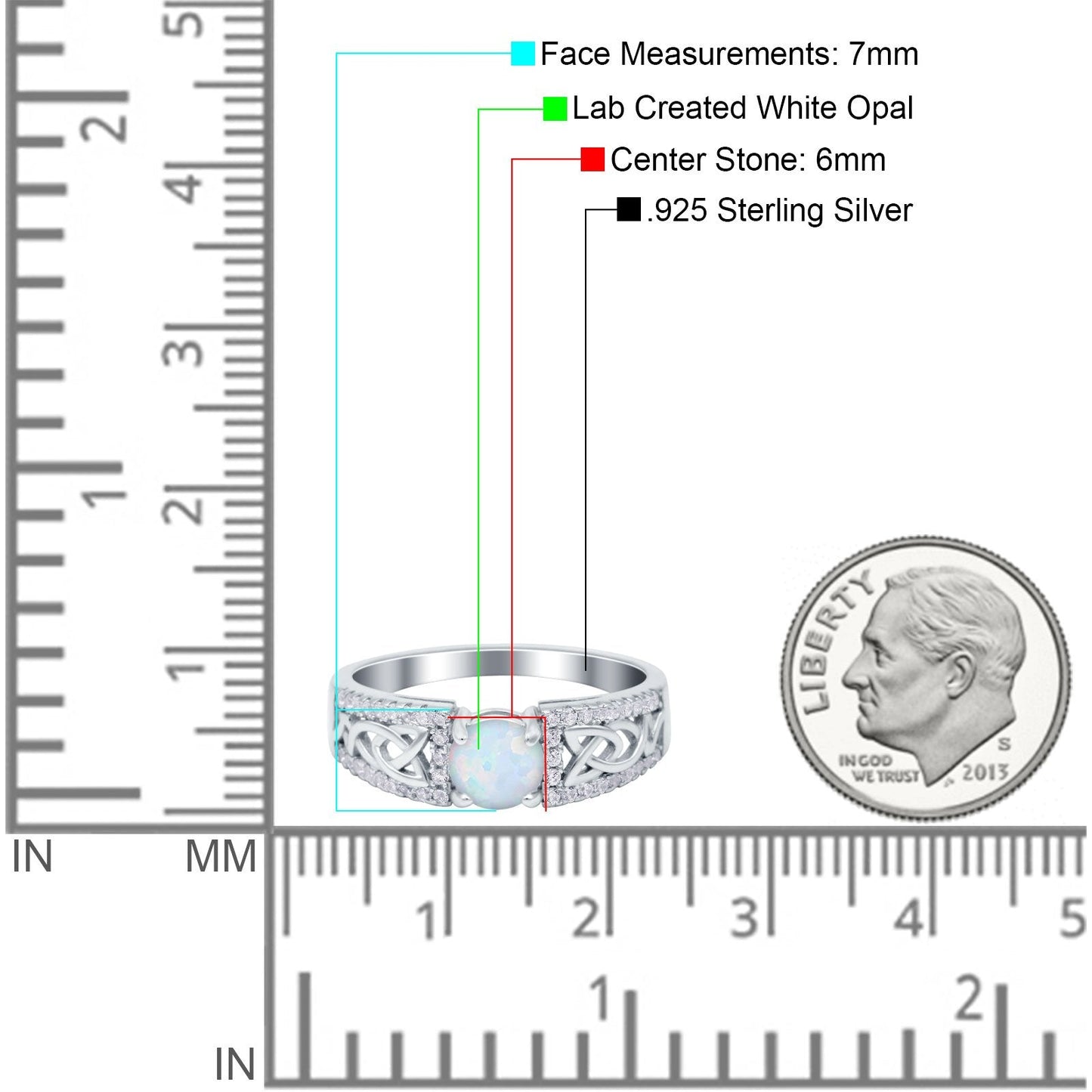 Split Celtic Engagement Ring Round Lab Created White Opal