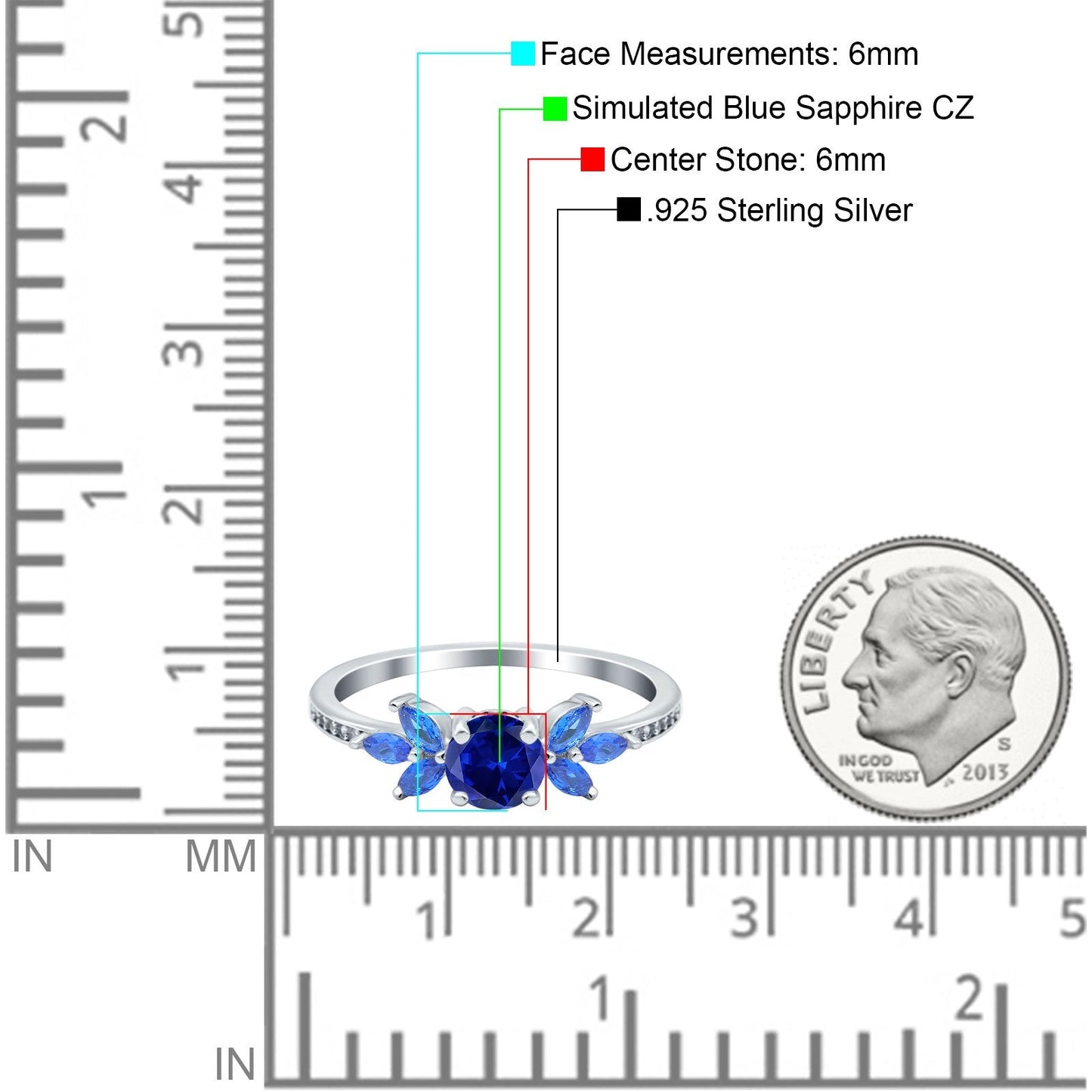 Marquise Wedding Ring Simulated Blue Sapphire CZ