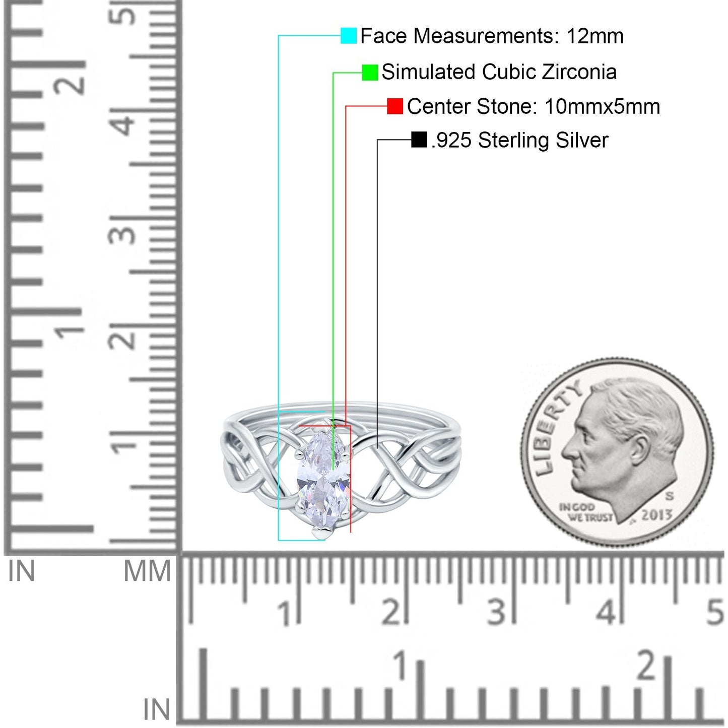 Art Deco Crisscross Wedding Ring Marquise Simulated Cubic Zirconia