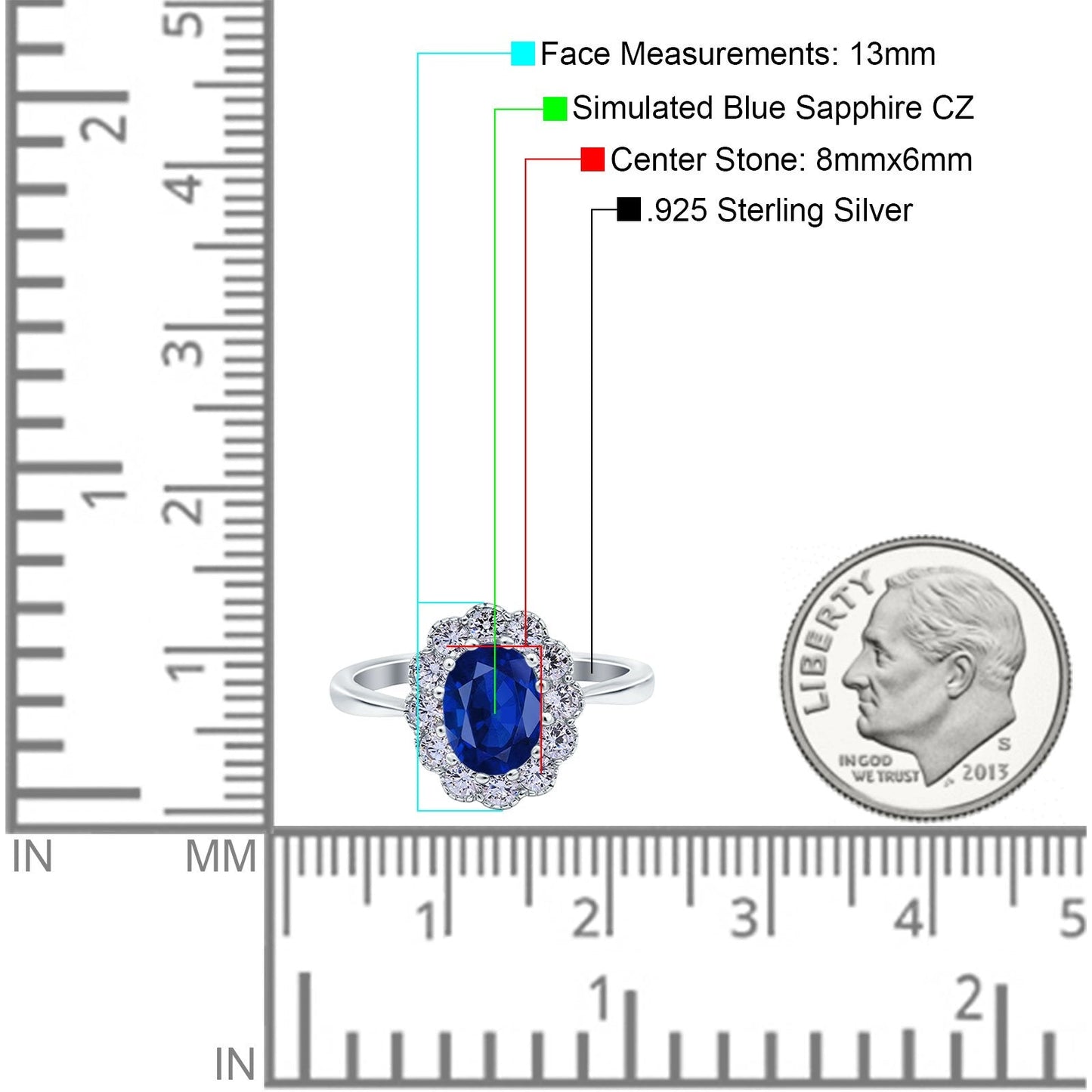 Vintage Floral Engagement Ring Oval Simulated Blue Sapphire CZ