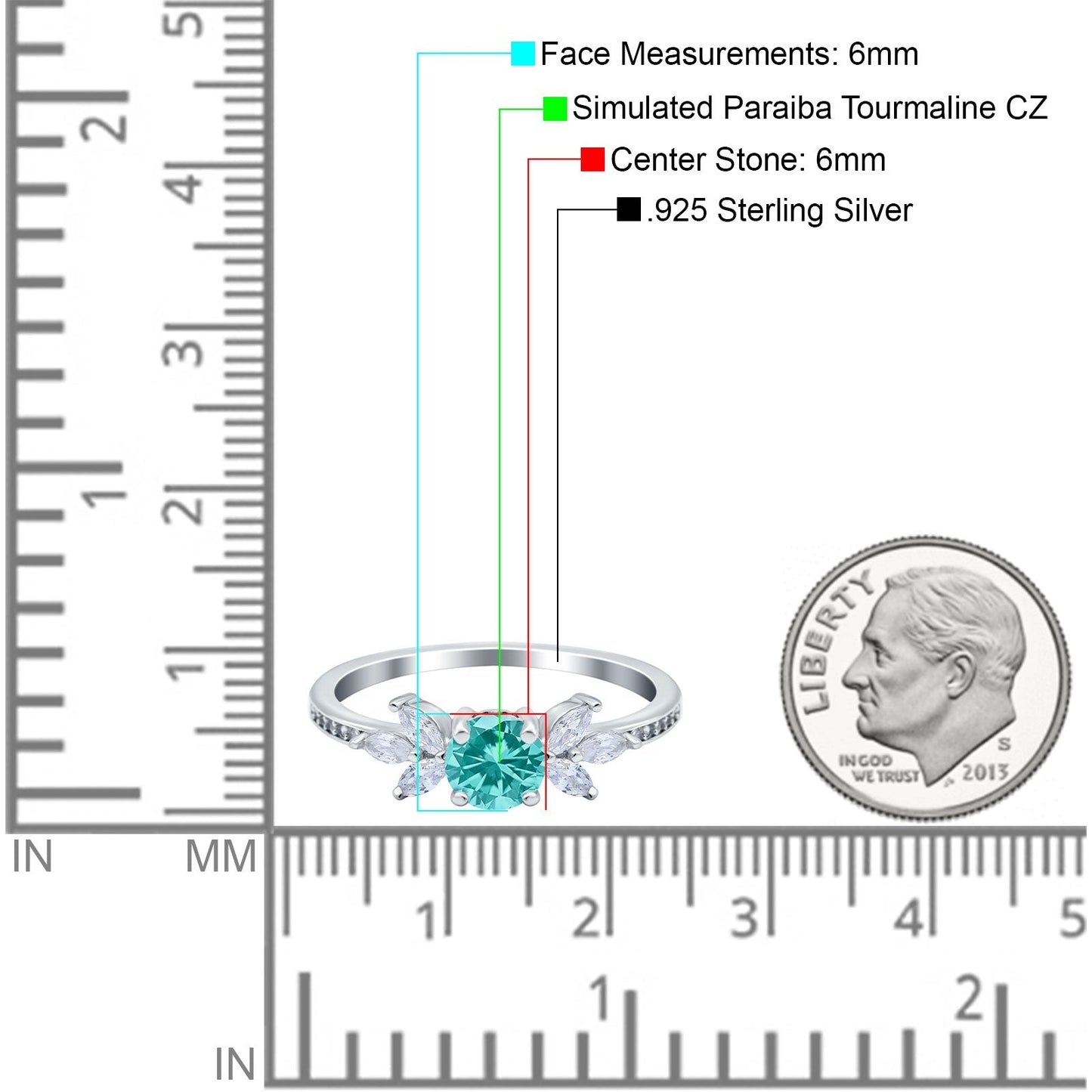 Marquise Paraiba Tourmaline CZ Wedding Ring