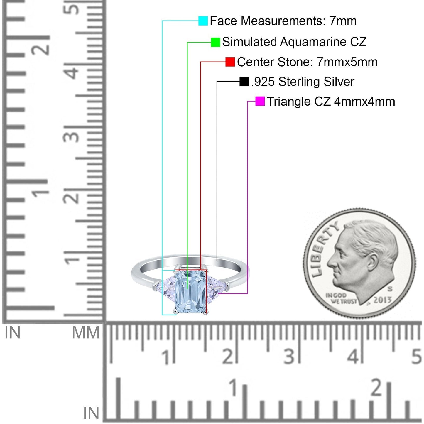 Emerald Cut Art Deco Engagement Ring Simulated Aquamarine CZ