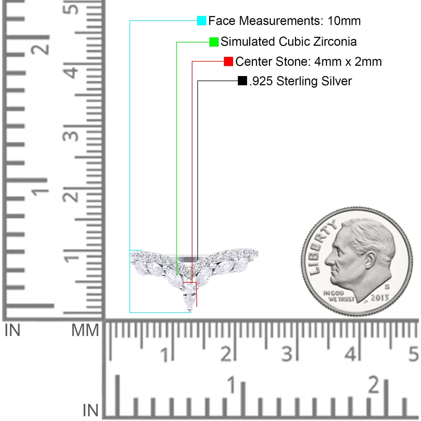 Marquise Half Eternity Wedding Band Simulated CZ Ring