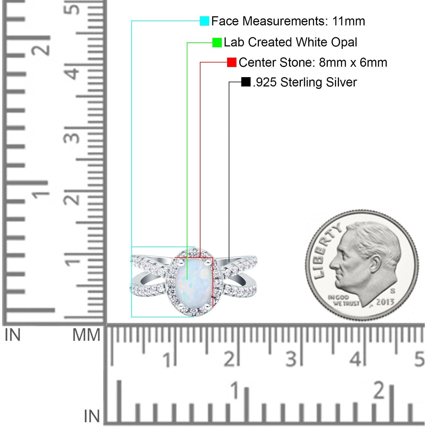 Art Deco Oval Lab Created White Opal Engagement Ring
