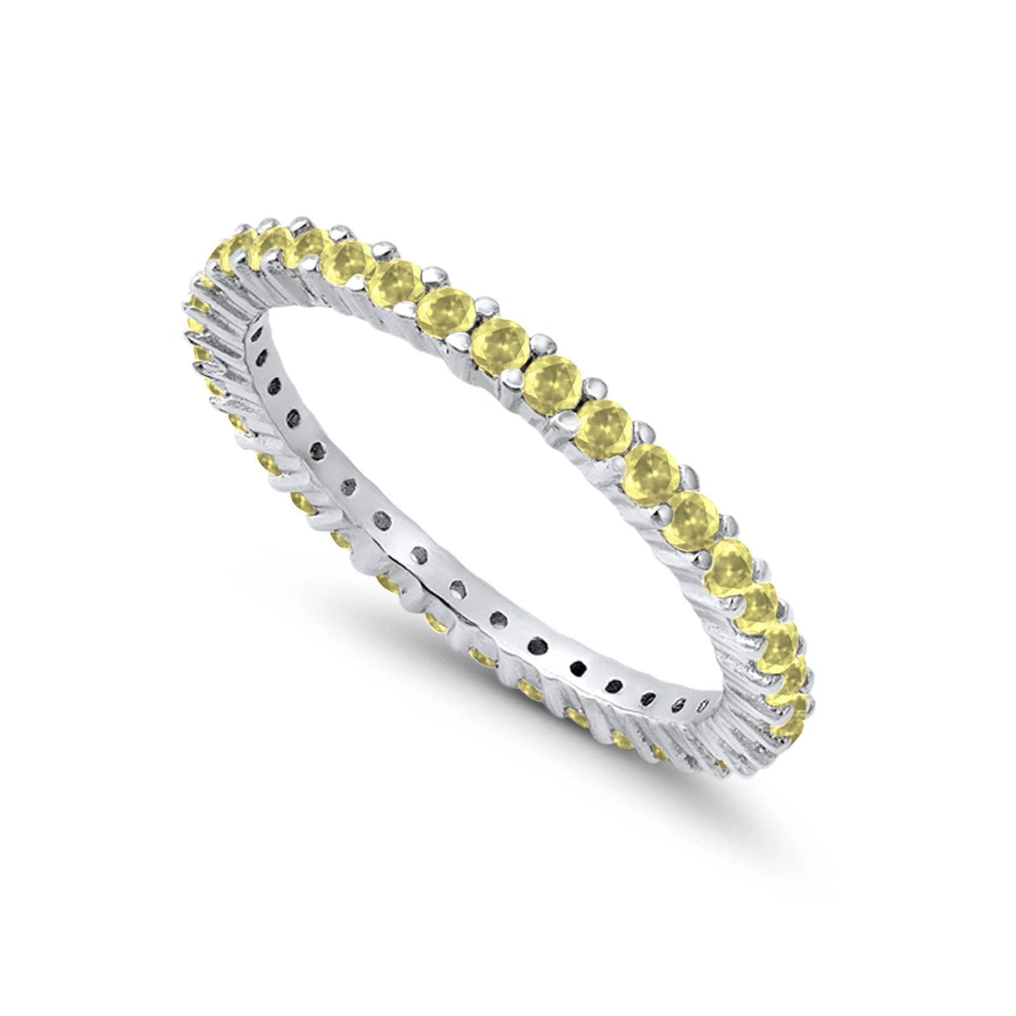 Full Eternity Wedding Band Round Simulated Yellow CZ Engagement Ring