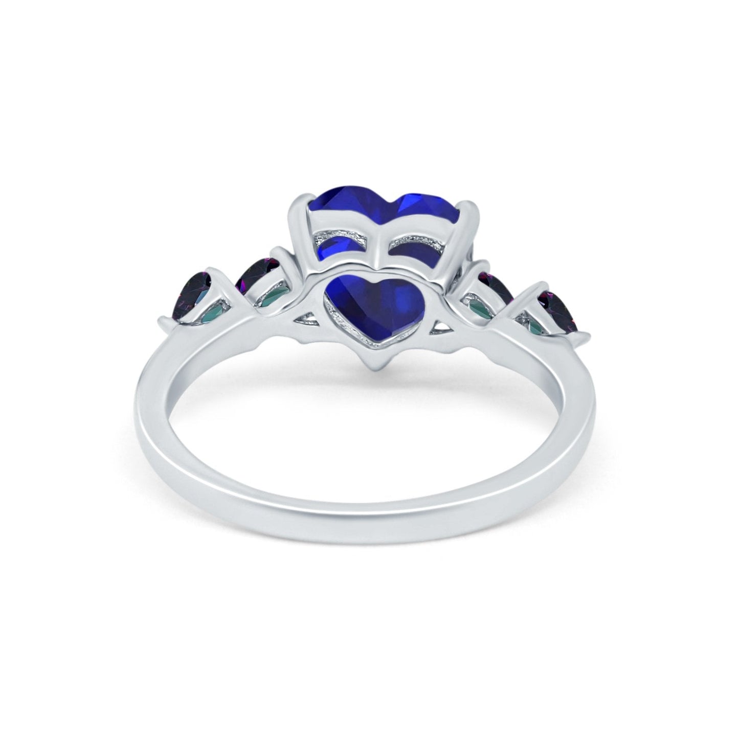 Heart Blue Sapphire CZ Promise Wedding Ring