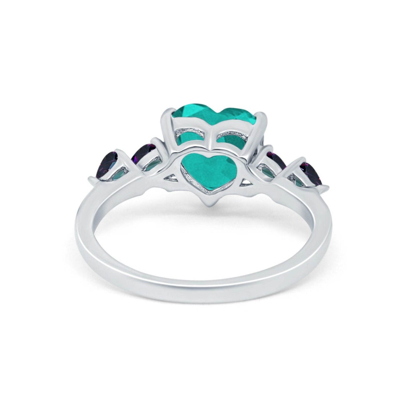 Heart Paraiba Tourmaline CZ Promise Wedding Ring