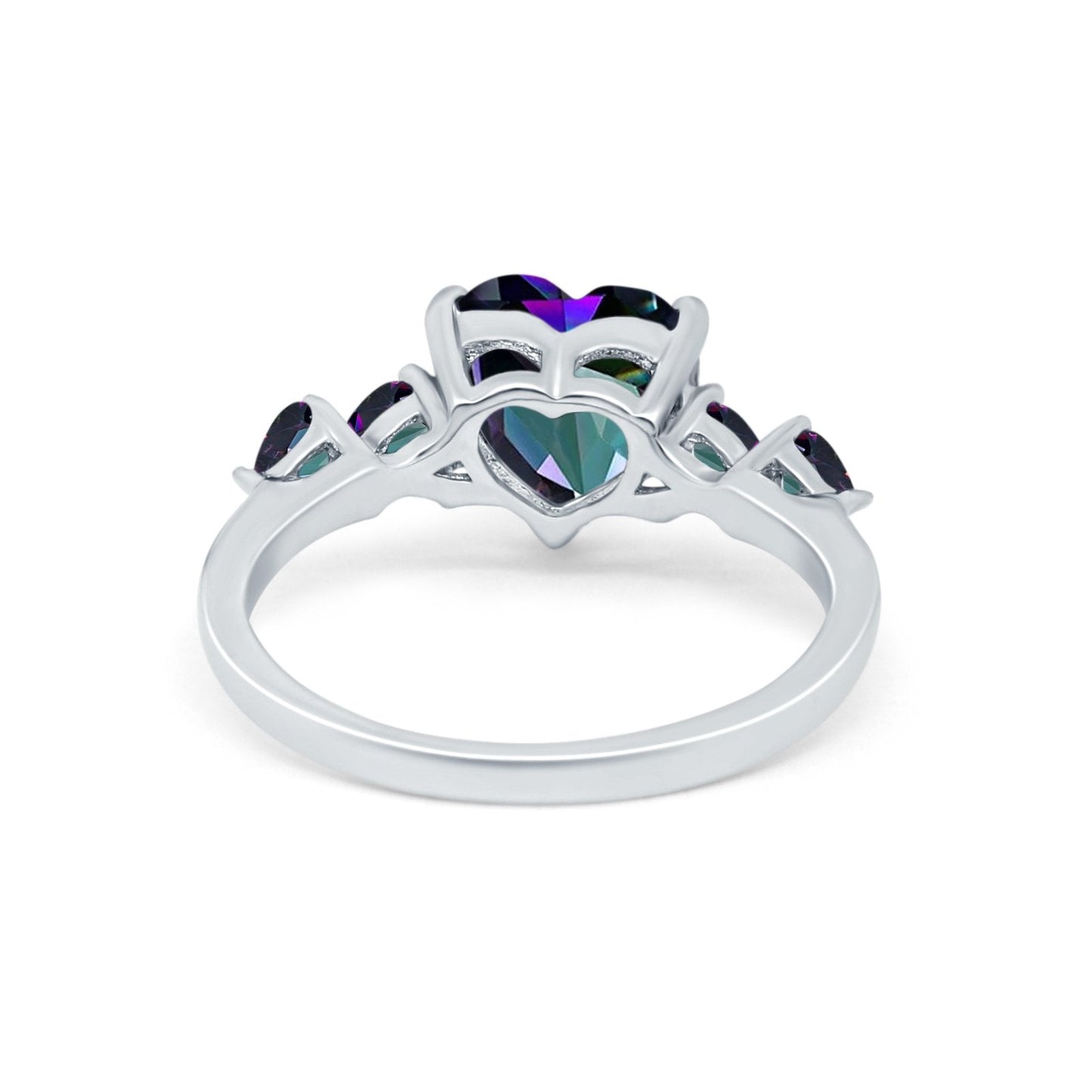 Heart Promise Simulated Rainbow CZ Wedding Ring