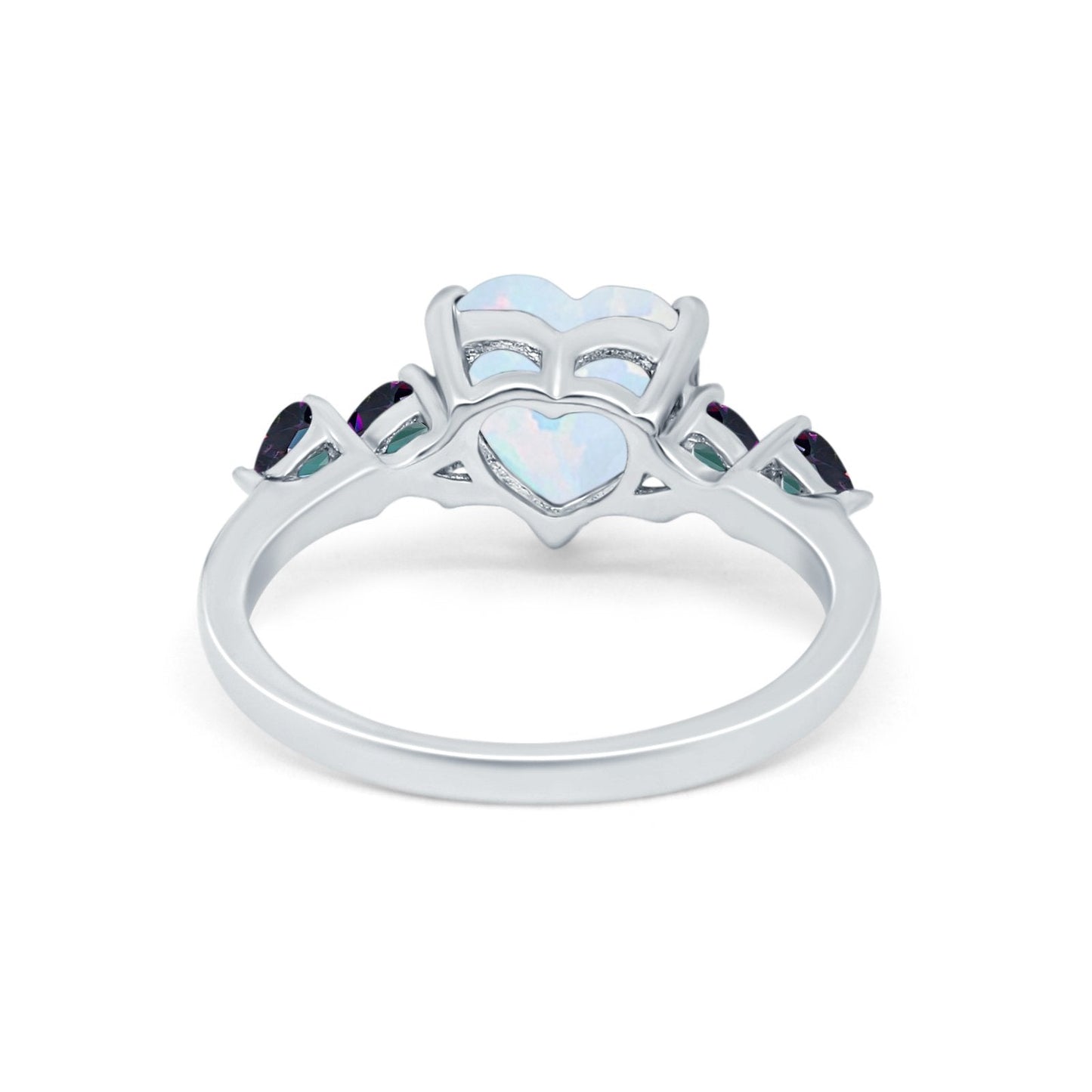 Heart Lab Created White Opal Promise Wedding Ring