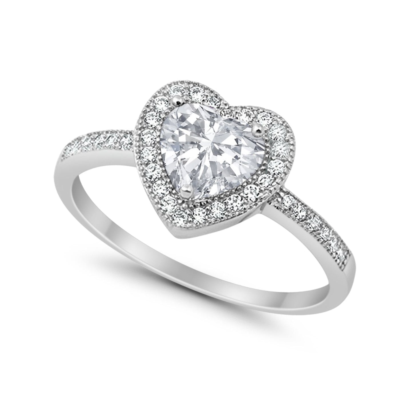 Halo Dazzling Heart Promise Ring Round Simulated CZ