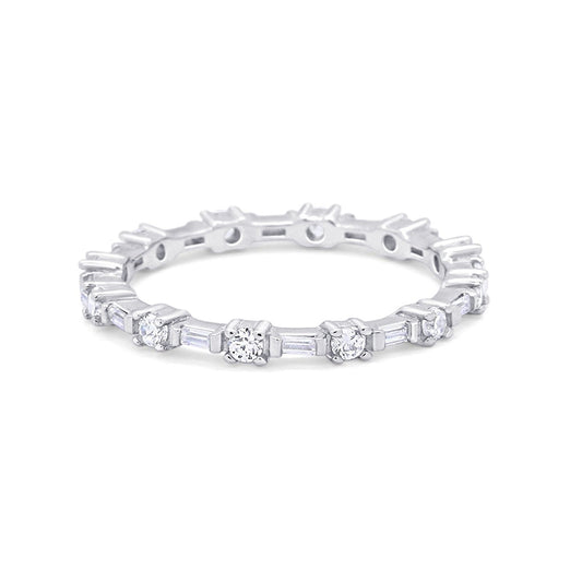 Full Eternity Wedding Ring Baguette Round Simulated CZ