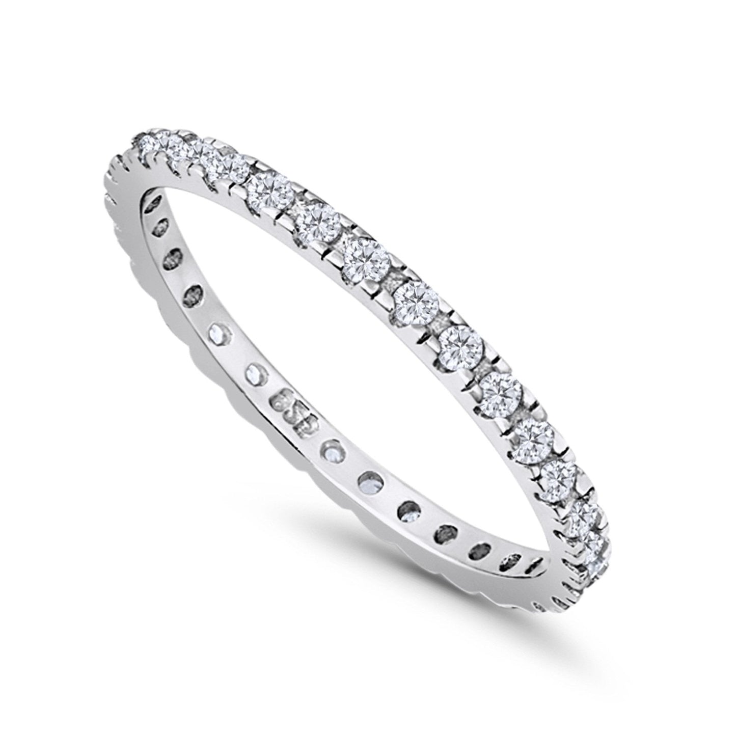 Stackable Ring Round Eternity Simulated Cubic Zirconia