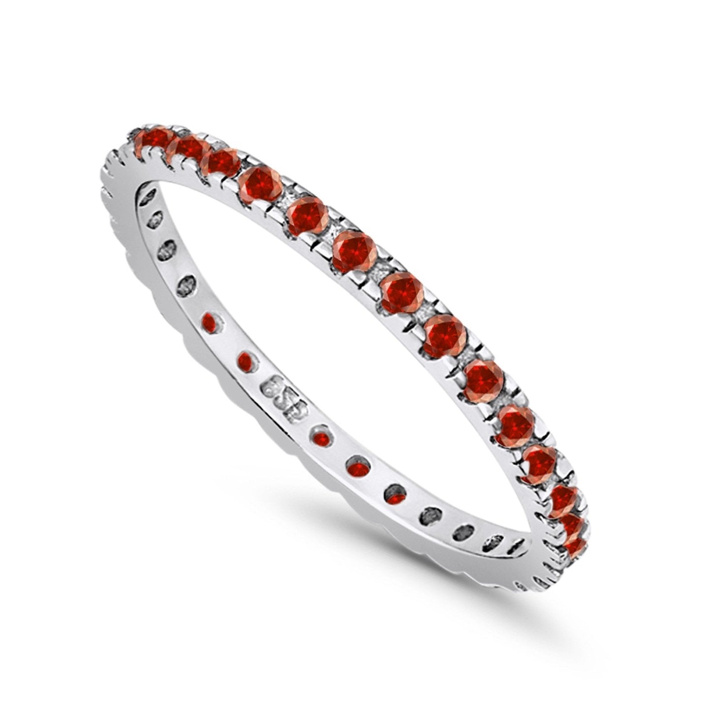 Stackable Ring Round Eternity Simulated Garnet CZ