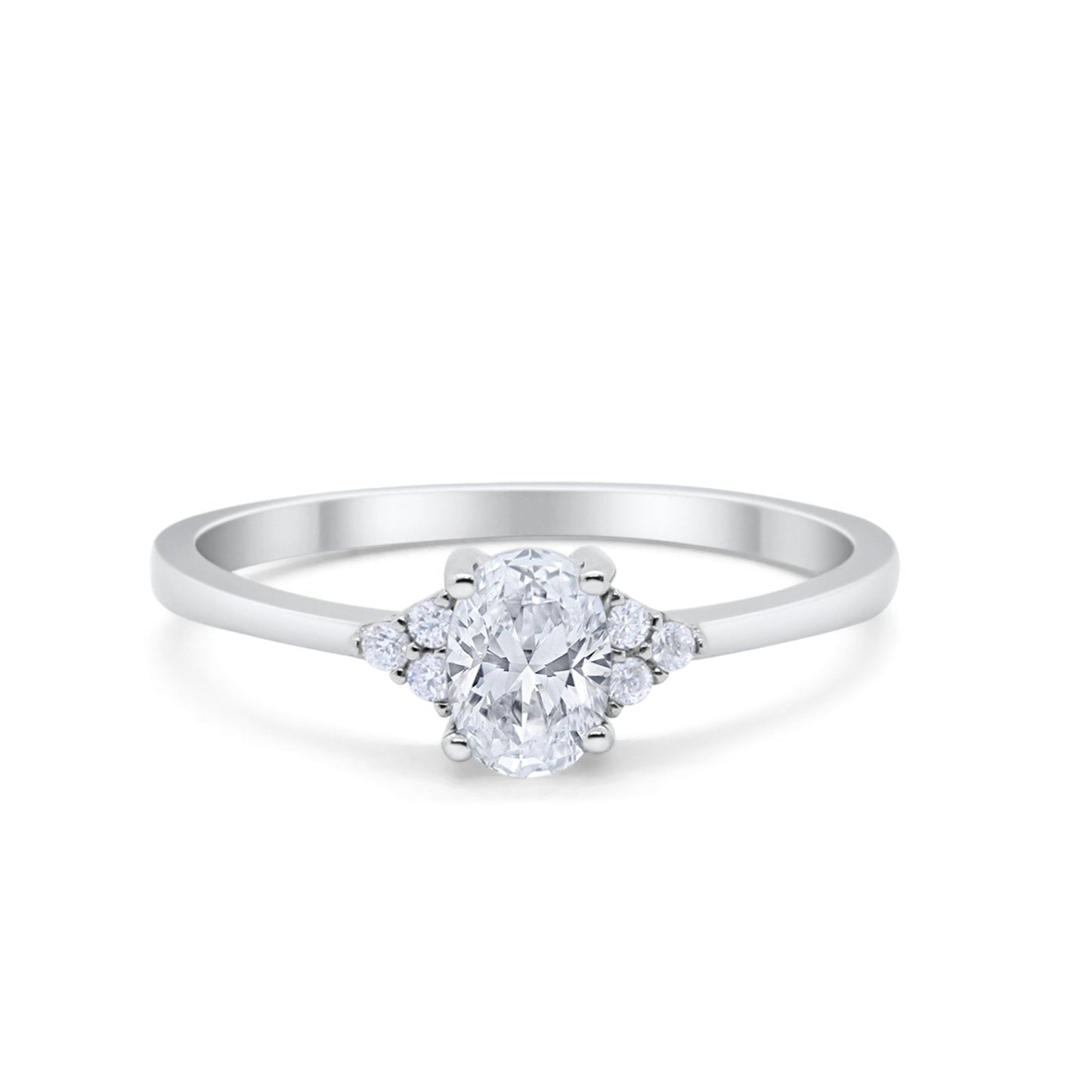 Art Deco Oval Simulated Cubic Zirconia Engagement Ring