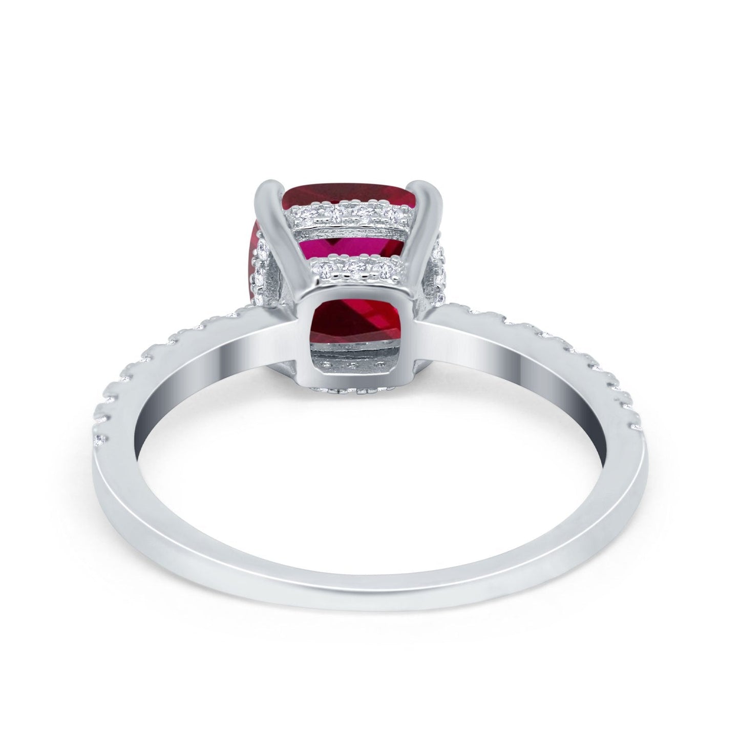 Vintage Cushion Cut Engagement Ring Simulated Ruby CZ