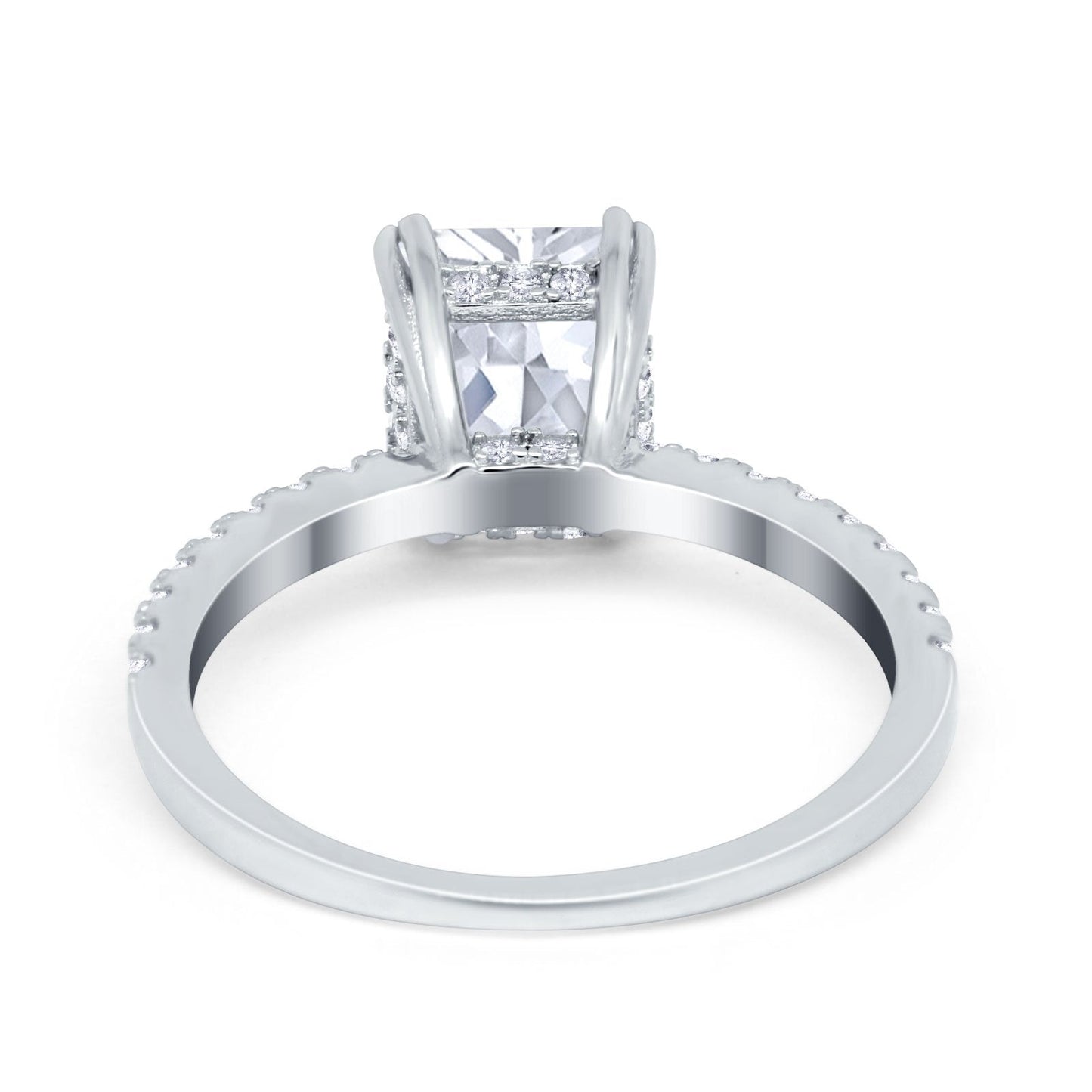 Art Deco Radiant Cut  Simulated Cubic Zirconia Engagement Ring