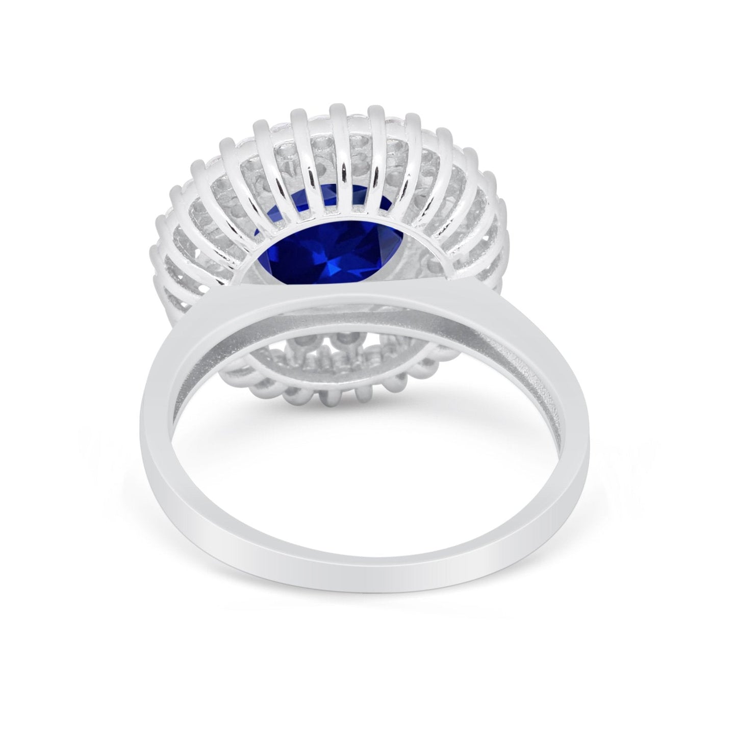 Cocktail Round Simulated Blue Sapphire CZ Wedding Ring